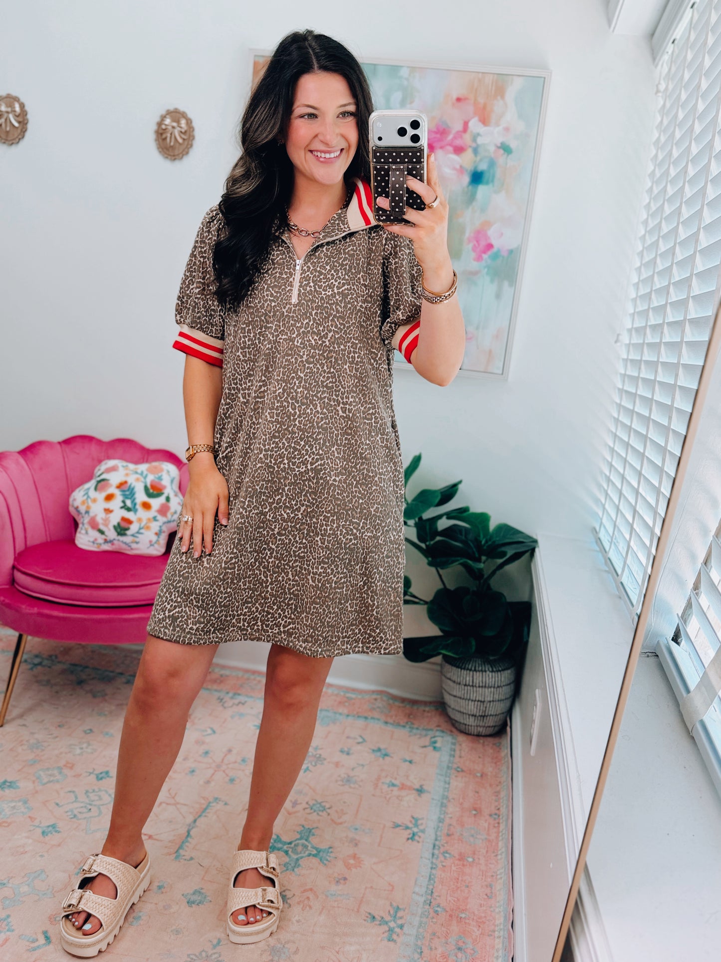 Leopard Color Block Mini Dress