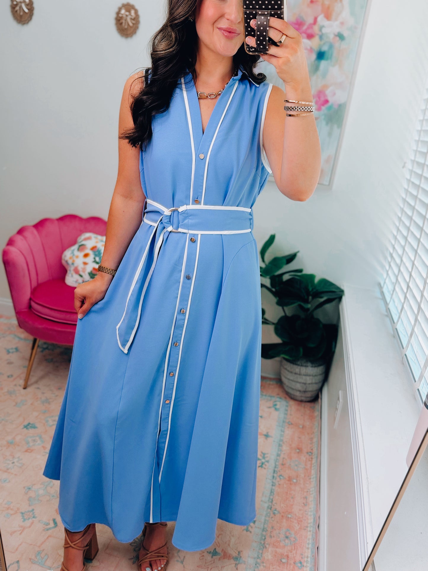 Liberty Poppi Blue Button Midi Dress