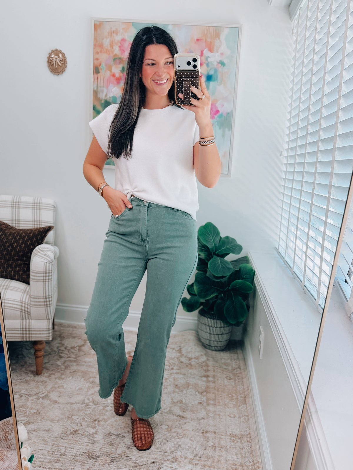Maisie Olive Washed Cropped Denim