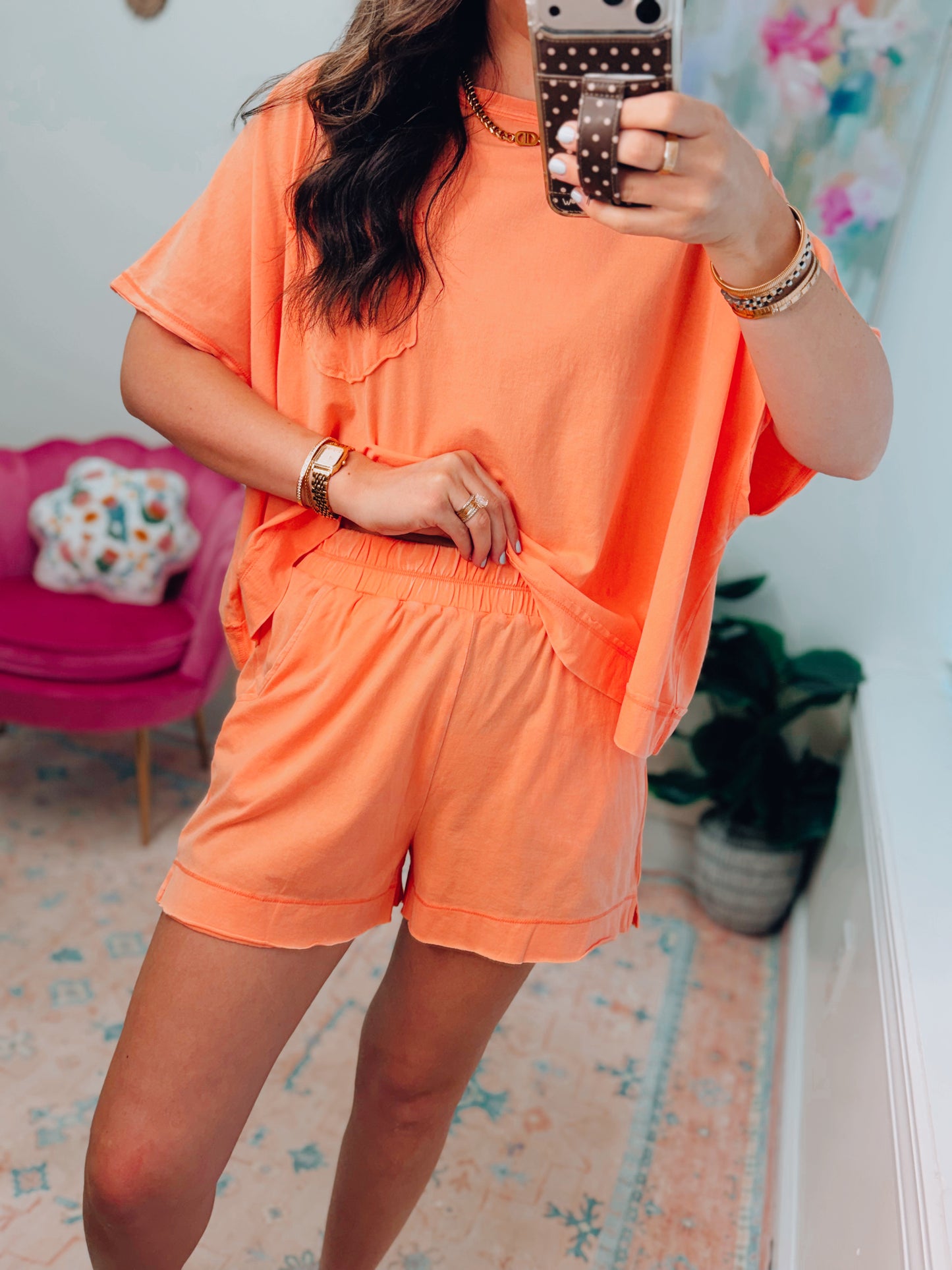 Easy Days Cotton Shorts Set - Coral