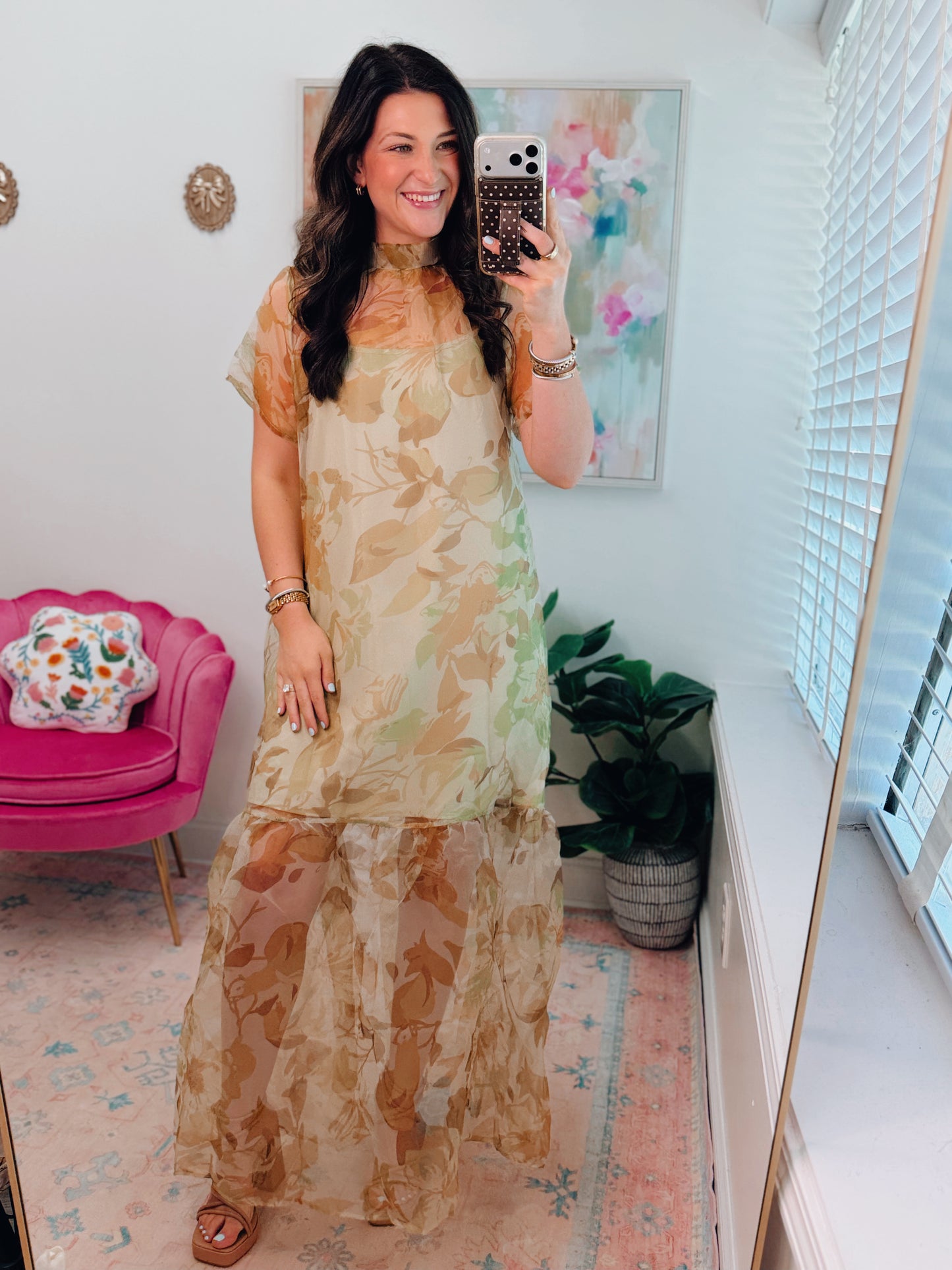 Ellery Floral Dime Organza Maxi Dress