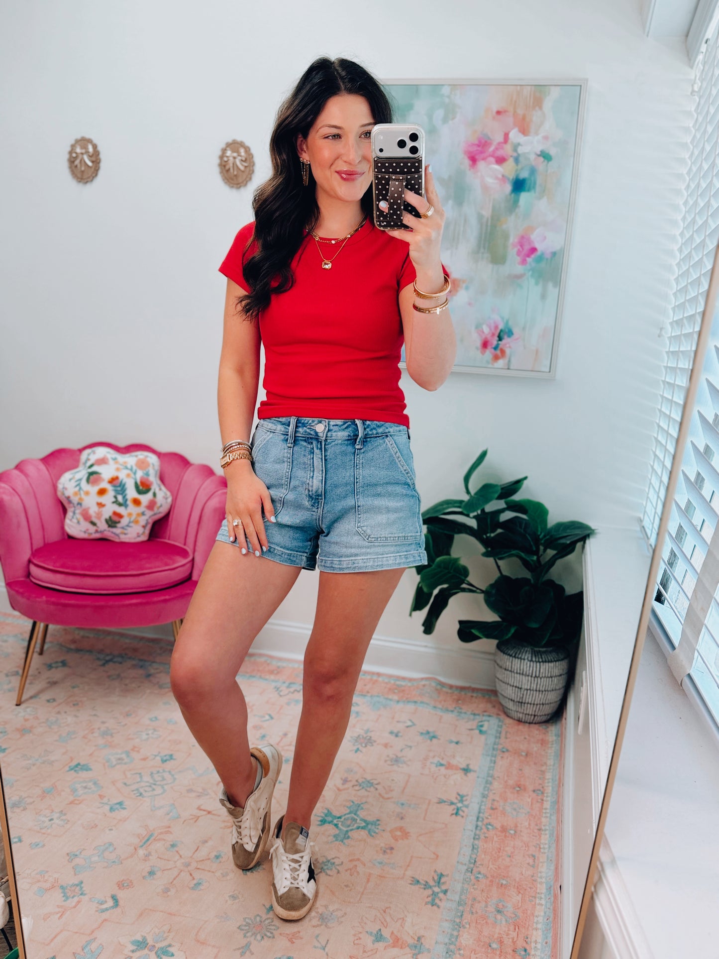 Basic Ribbed Baby Tee - Red