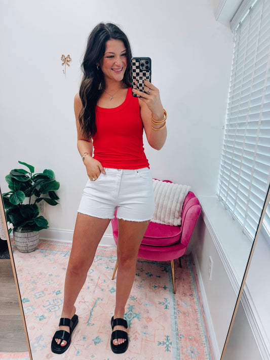 Jada Basic Ribbed Tank - Ruby