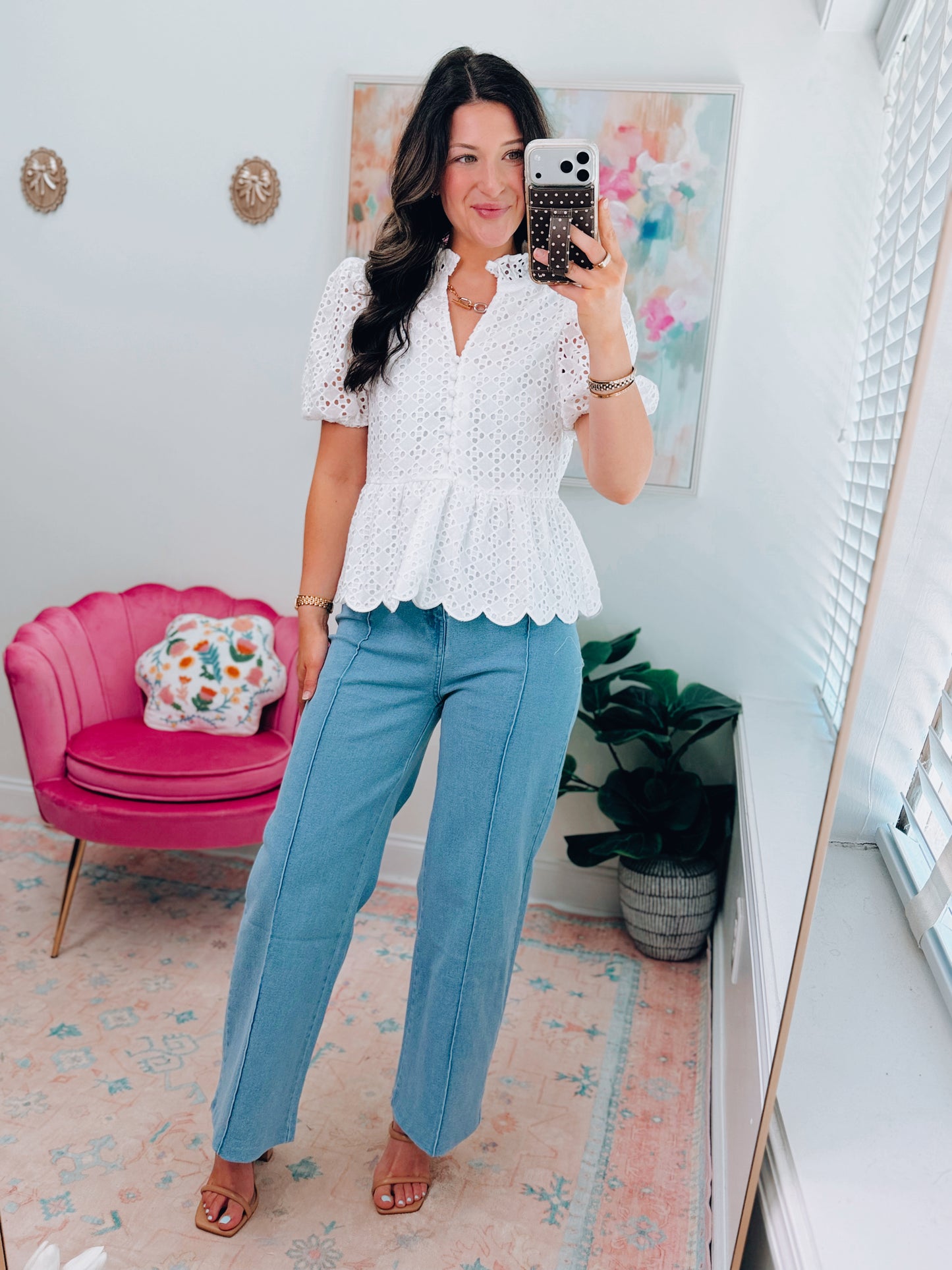 Simply Grace Eyelet Top - White