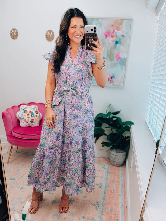 Paisley Ruffle Floral Midi Dress