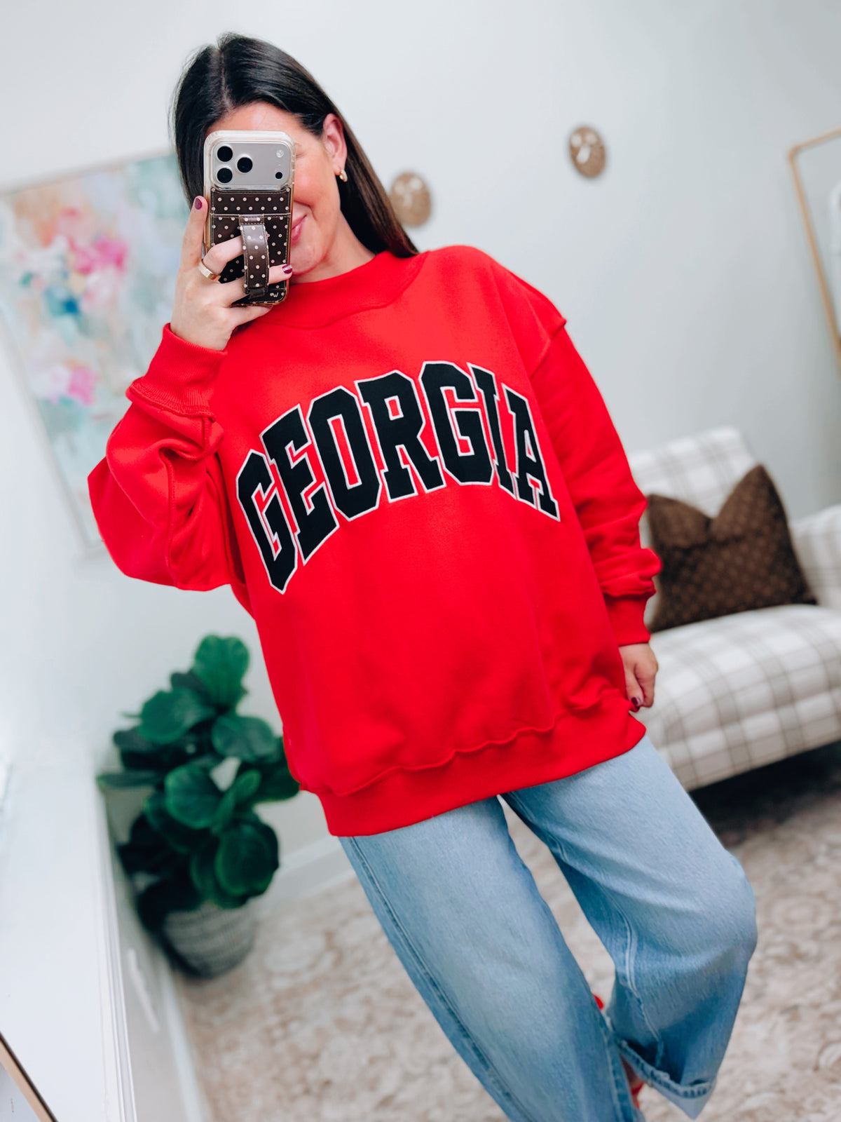 The Mock Club Pullover - Red GEORGIA