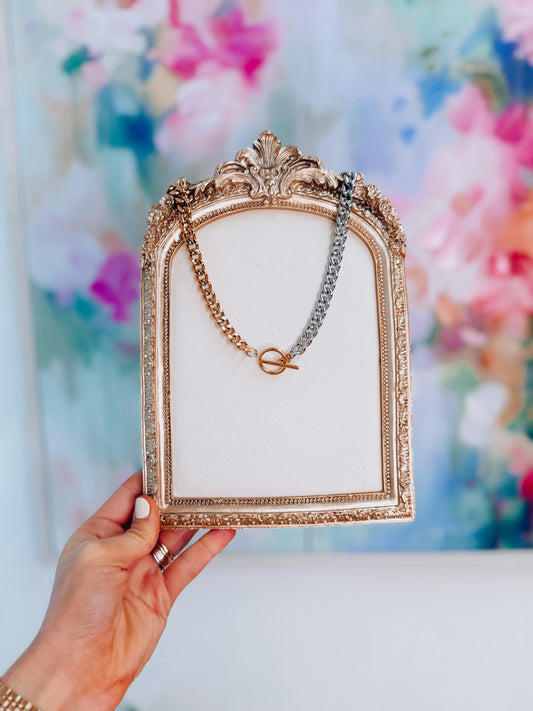 Rancher Two Tone Chunky Chain Necklace - 18K Gold Plated