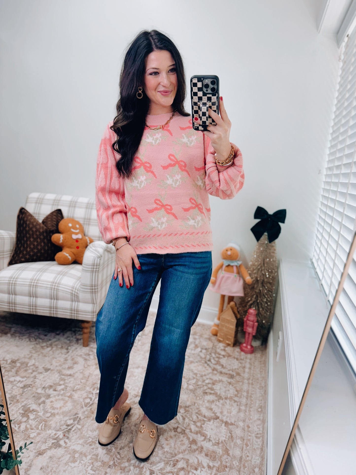 Ribbon Christmas Tree Sleeve Sweater