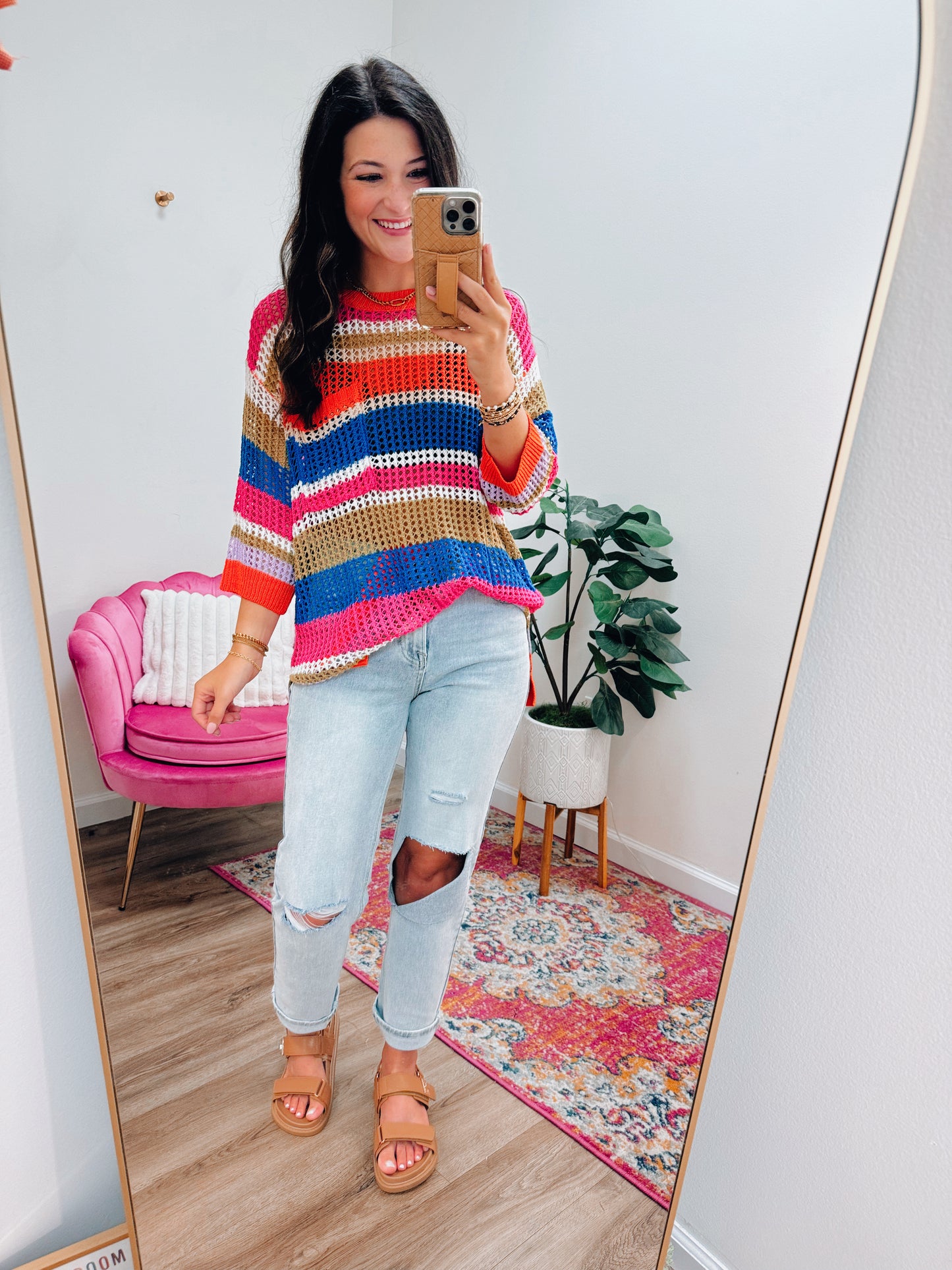 Marley Fall Crochet Color Block Top