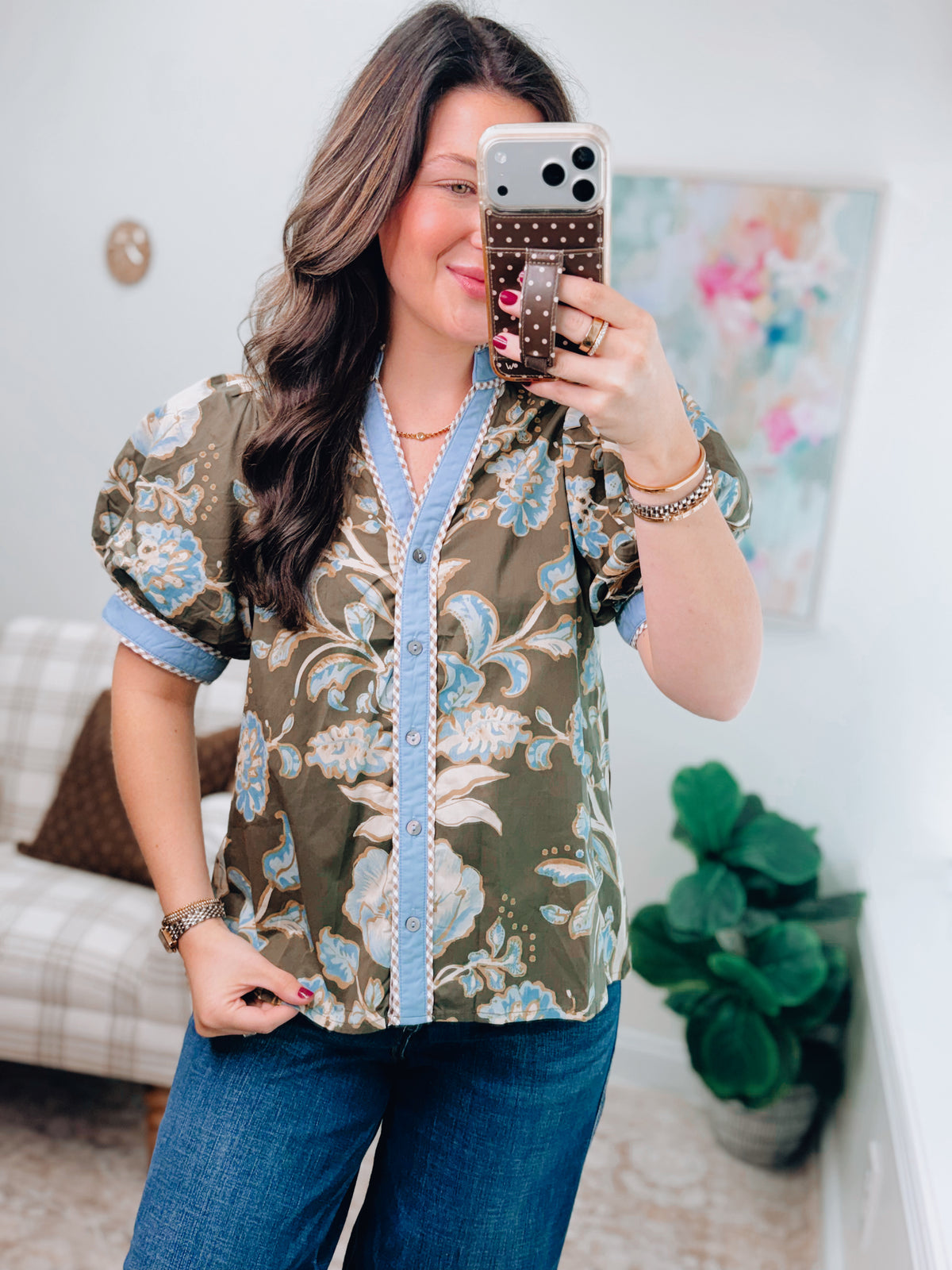 Delaney Contrast Floral Top