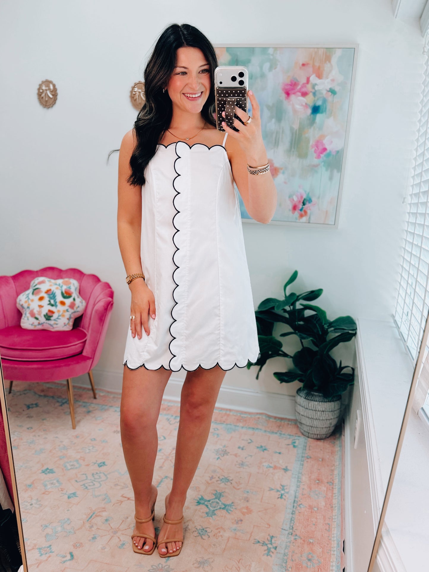 Contrast Scallop Mini Dress