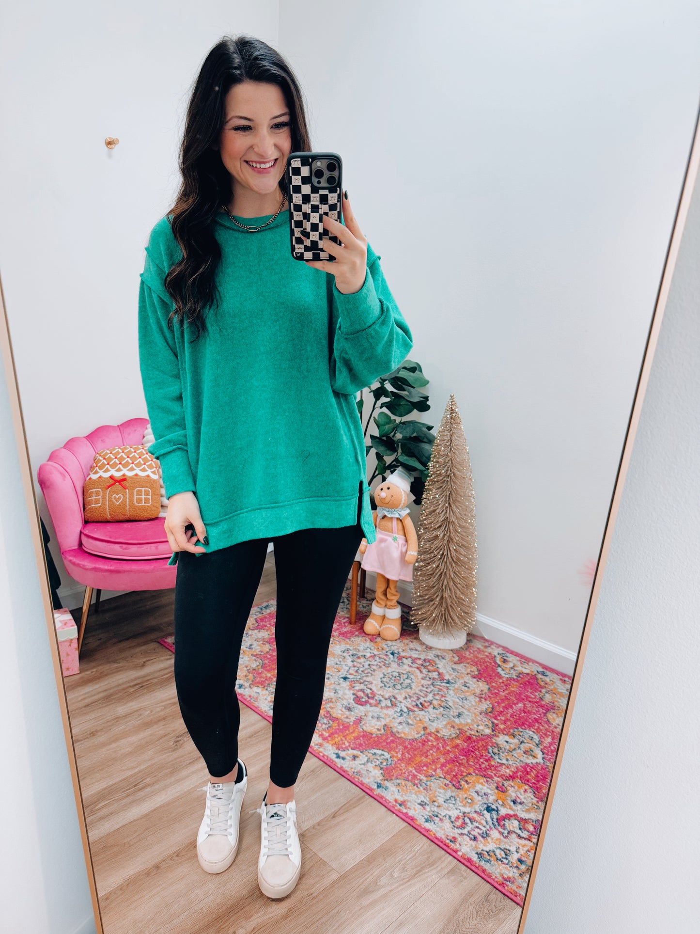 Heather Brushed Sweater - Green