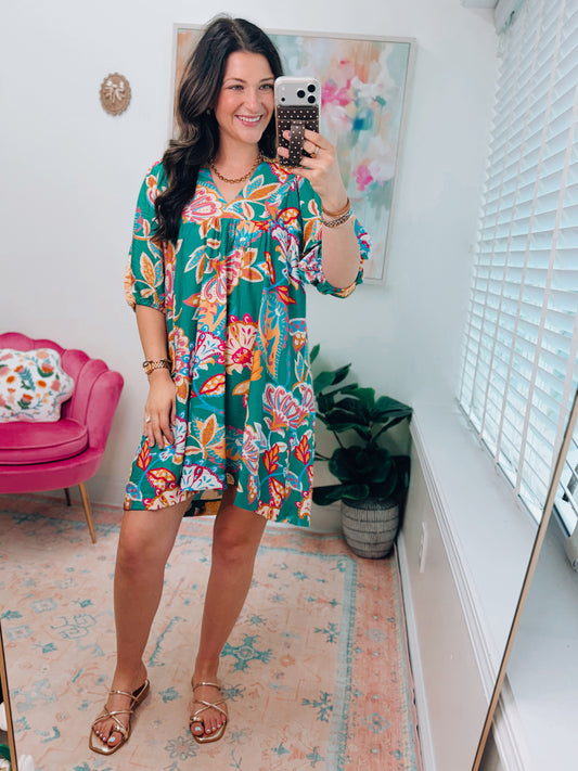 Paradise Emerald Mix Mini Dress