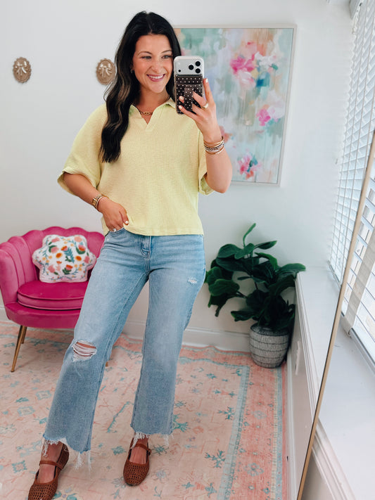 Morning Market Lime Slub Knit Top