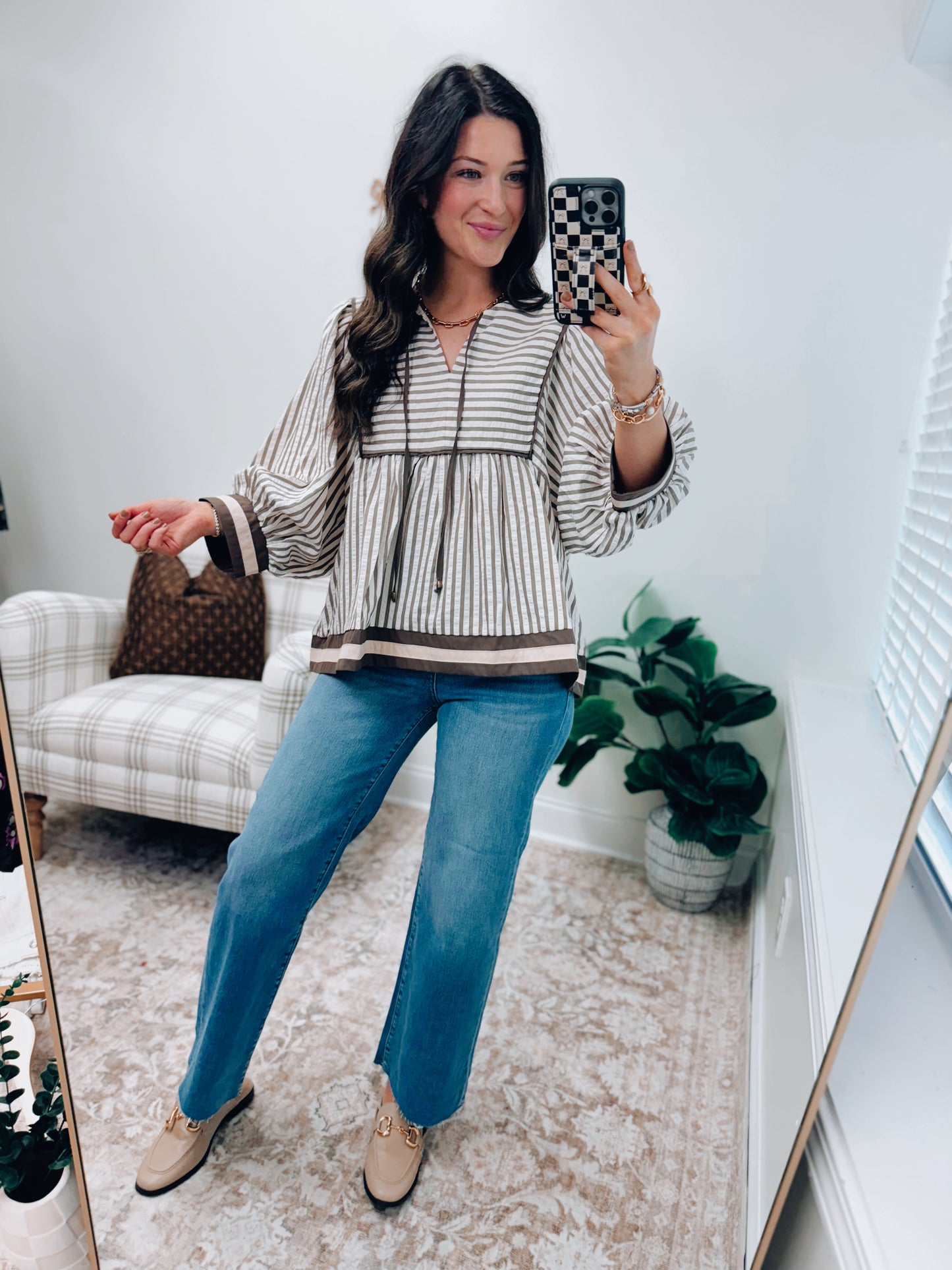 Mocha Mousse Stripe Top
