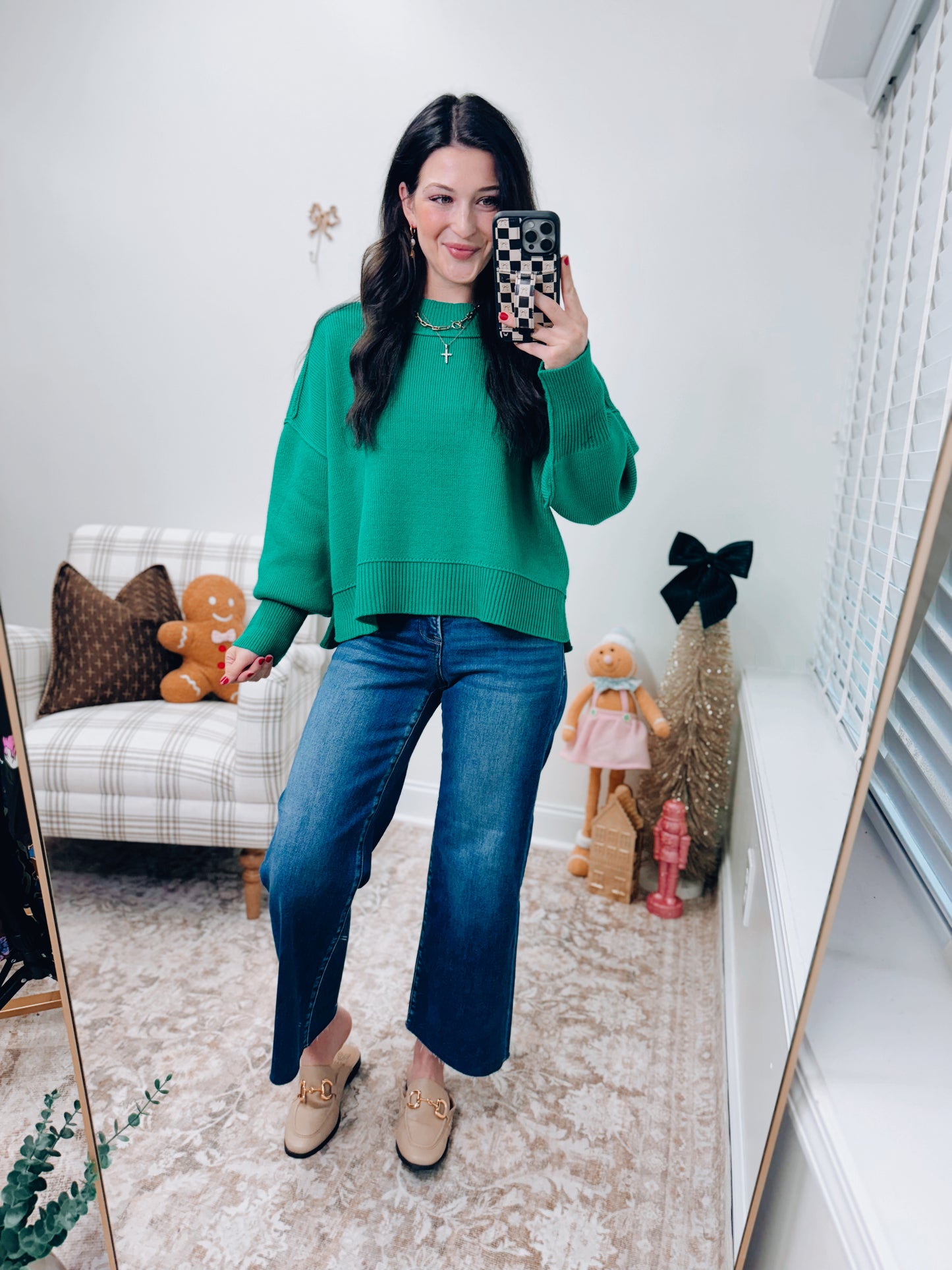 Mercer Mock Neck Ribbed Sweater - Green