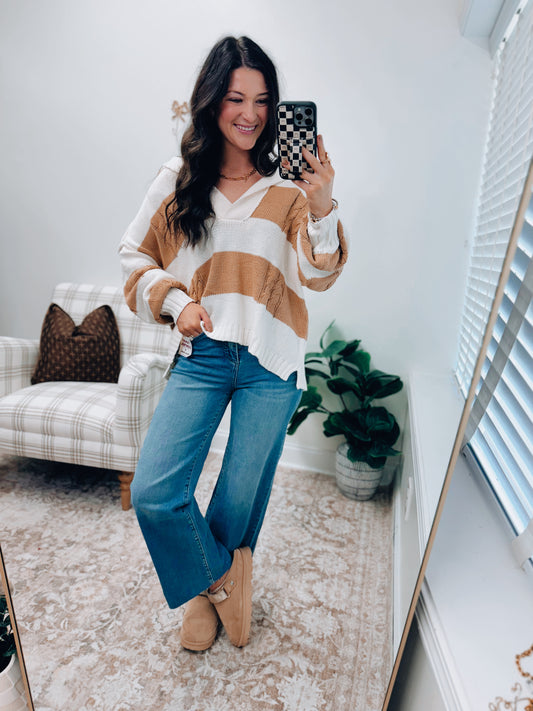 Chunky Knit Striped Sweater Pullover