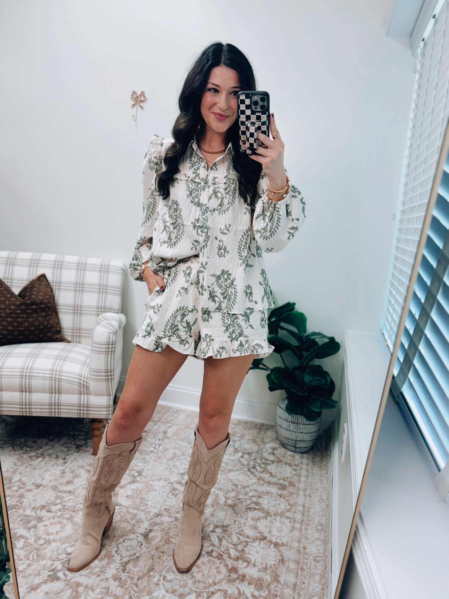 Floral Printed Woven Babydoll Shorts Set