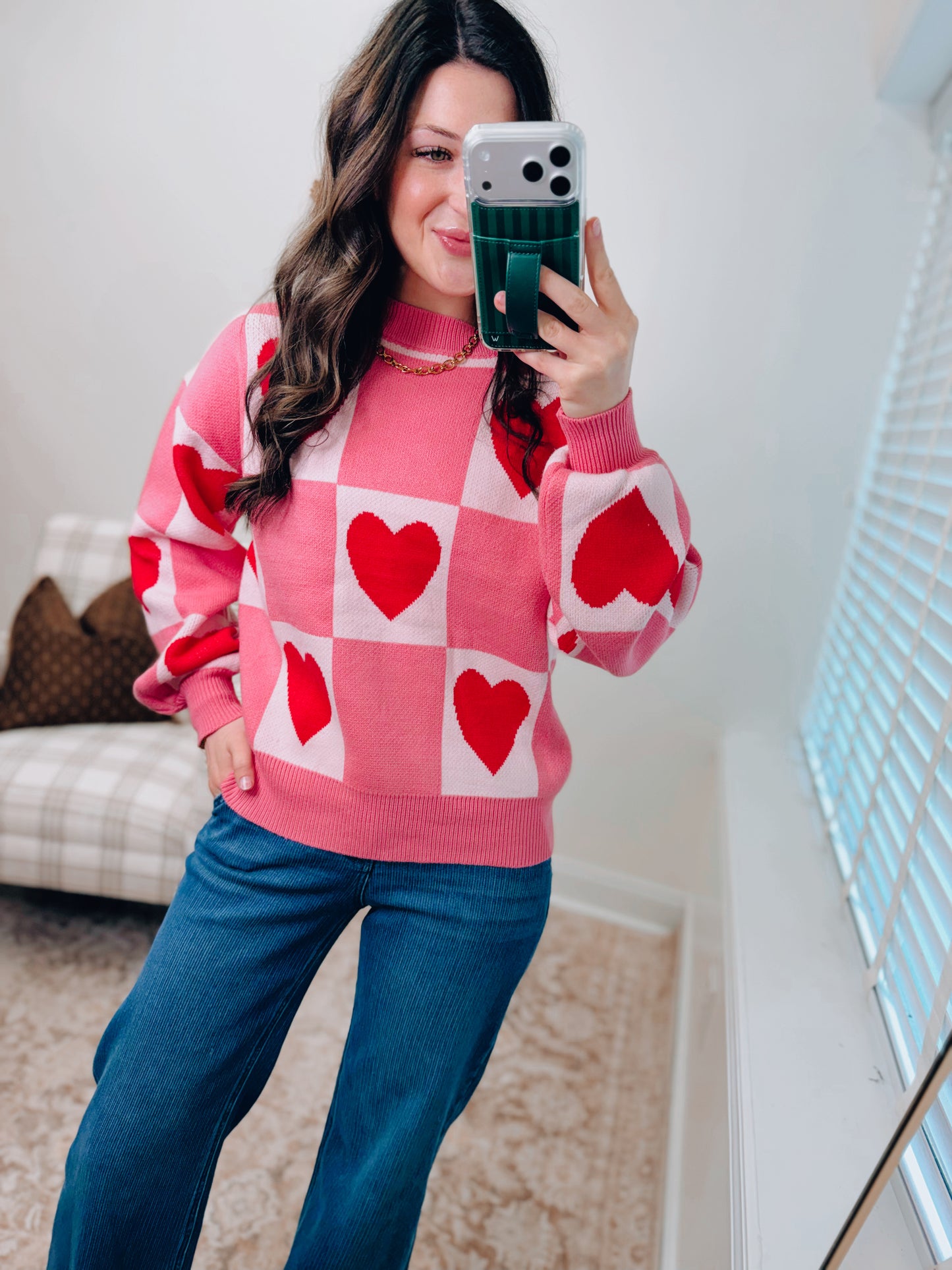 Be Mine Checkered Heart Sweater