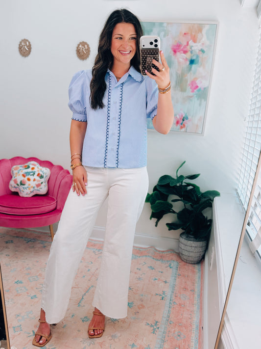 Sloane Scallop Stripe Top