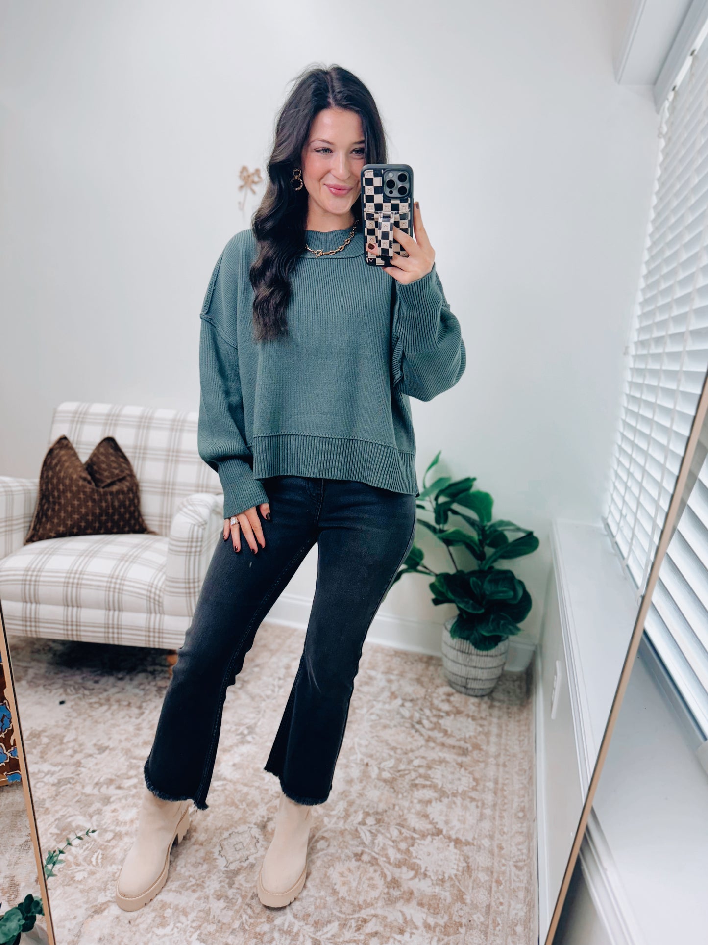 Mercer Mock Neck Ribbed Sweater - Jade