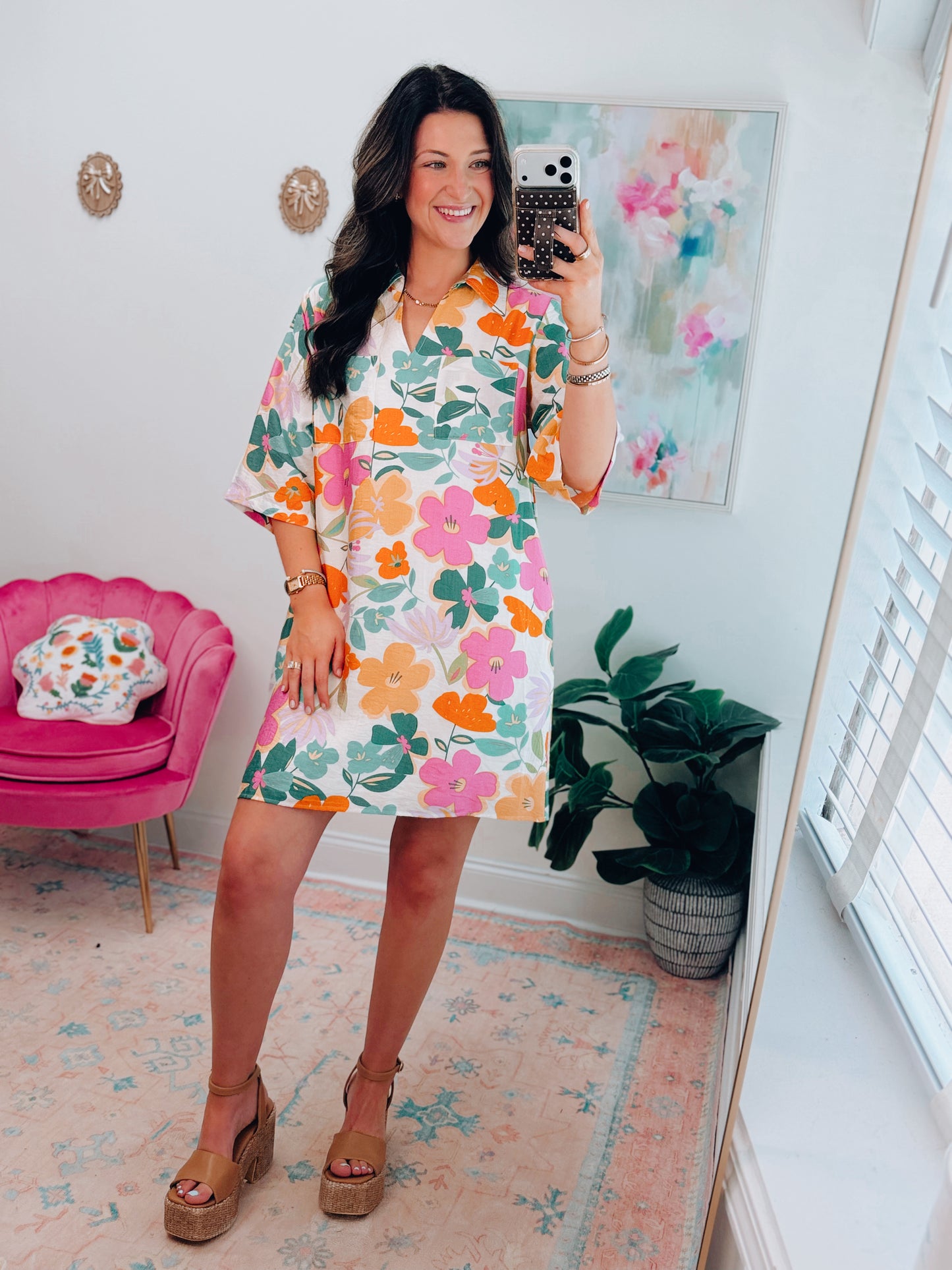Summer Florals Front Pocket Mini Dress