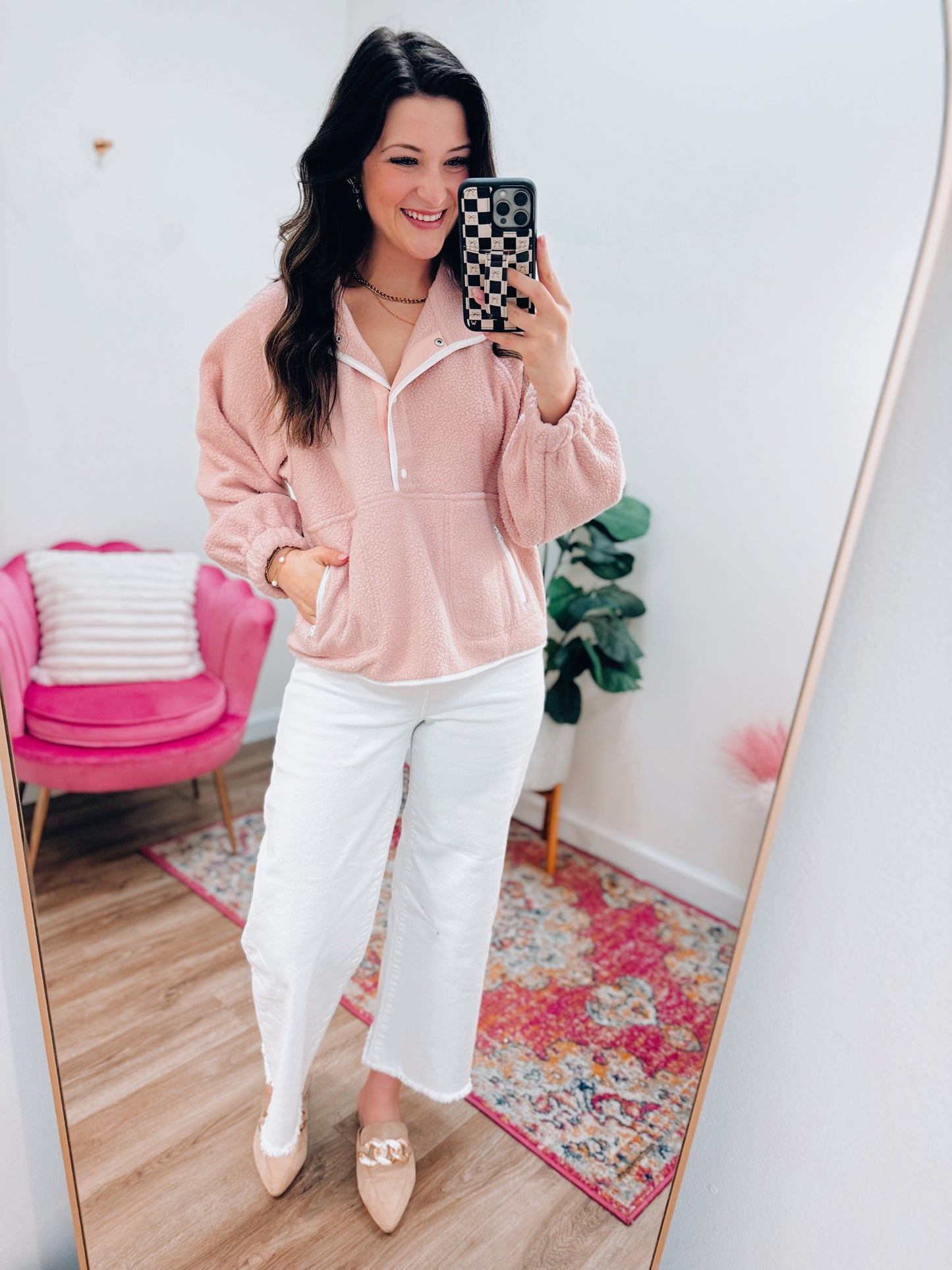 Jane Pink Zip Pocket Pullover