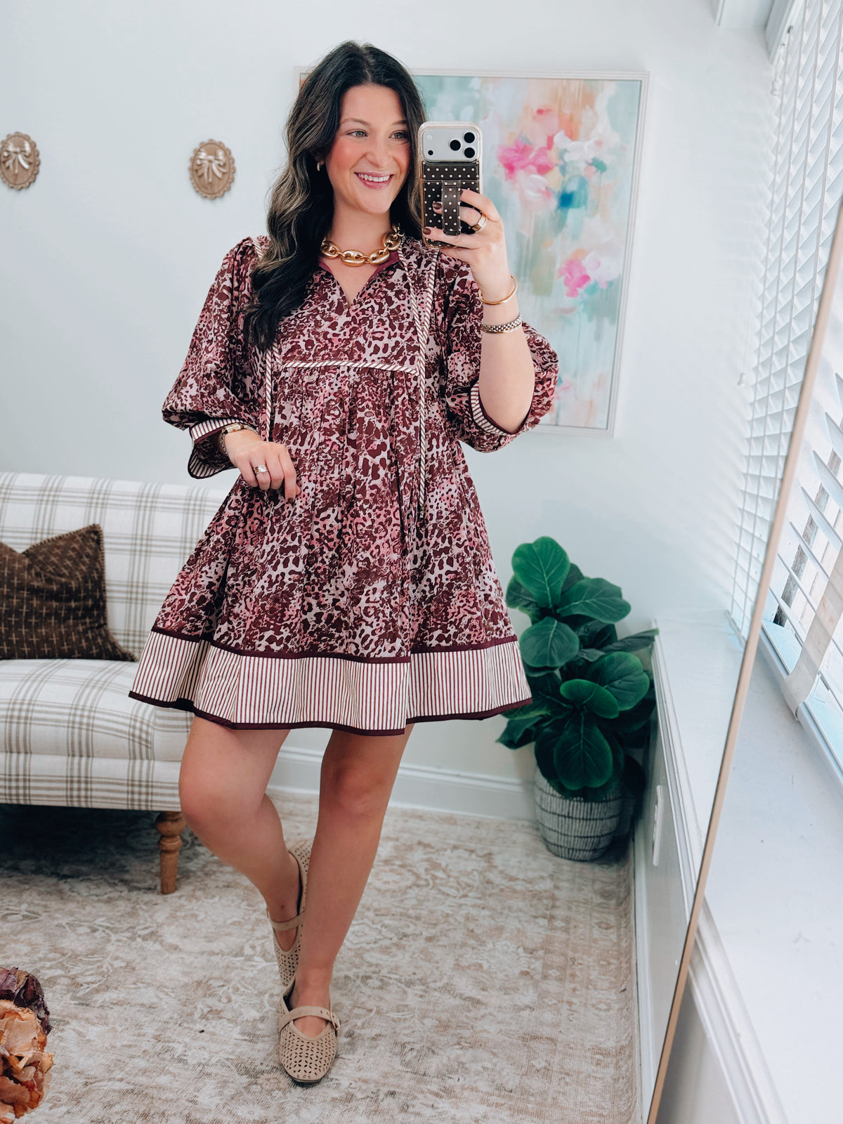 Marigold Burgundy Mix Mini Dress