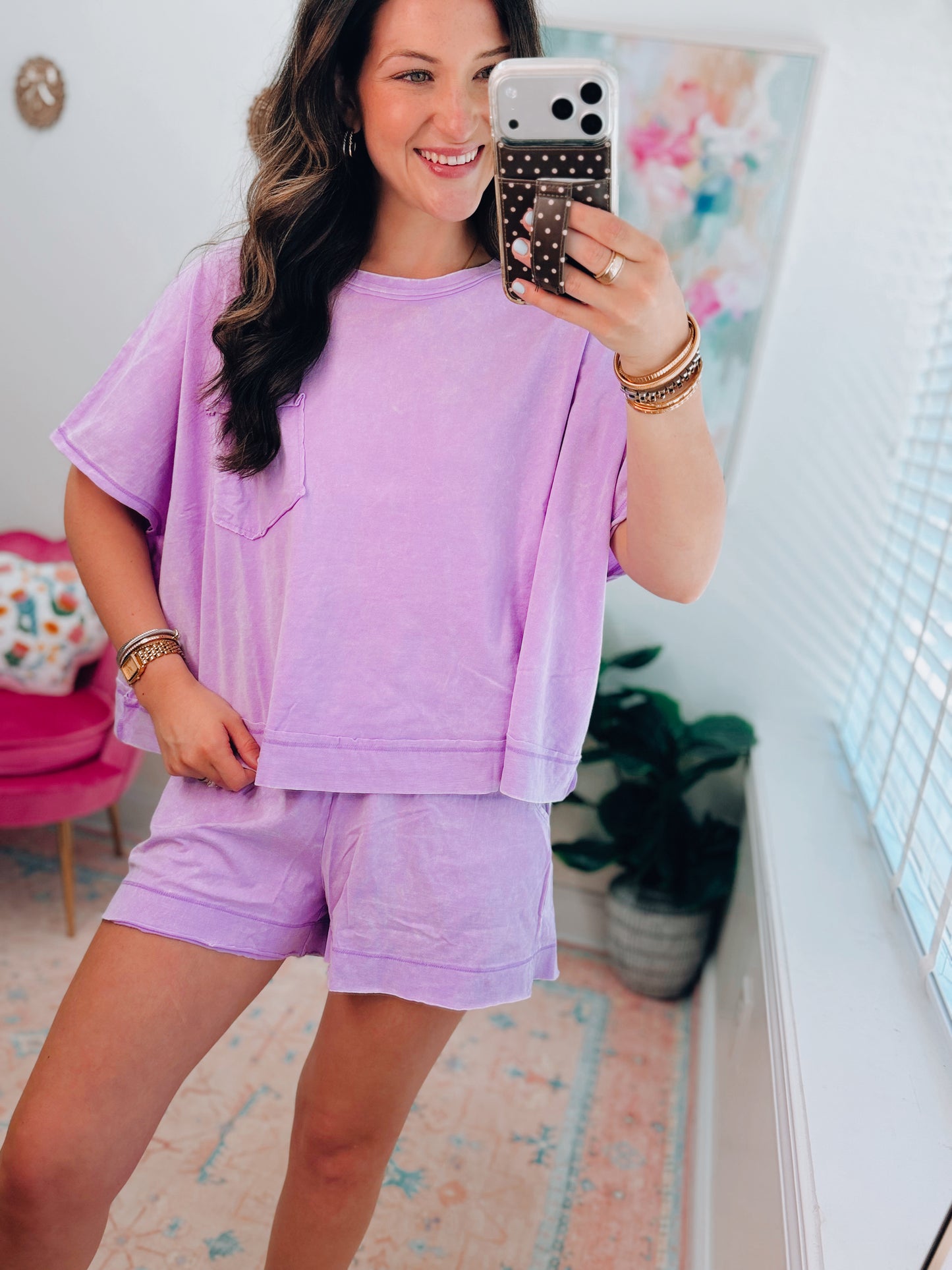 Easy Days Cotton Shorts Set - Purple