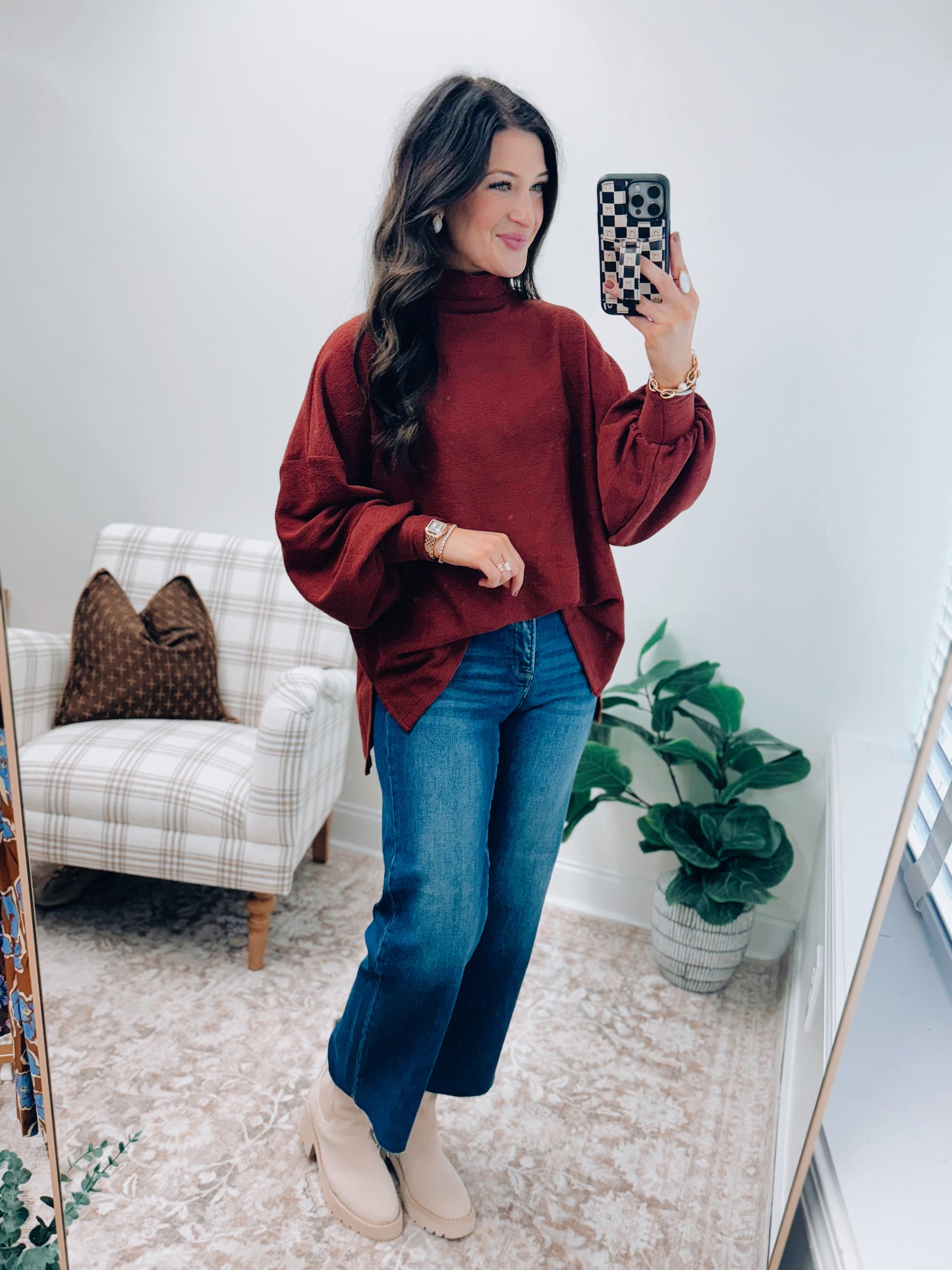 Sienna Mock Neck Balloon Sweater