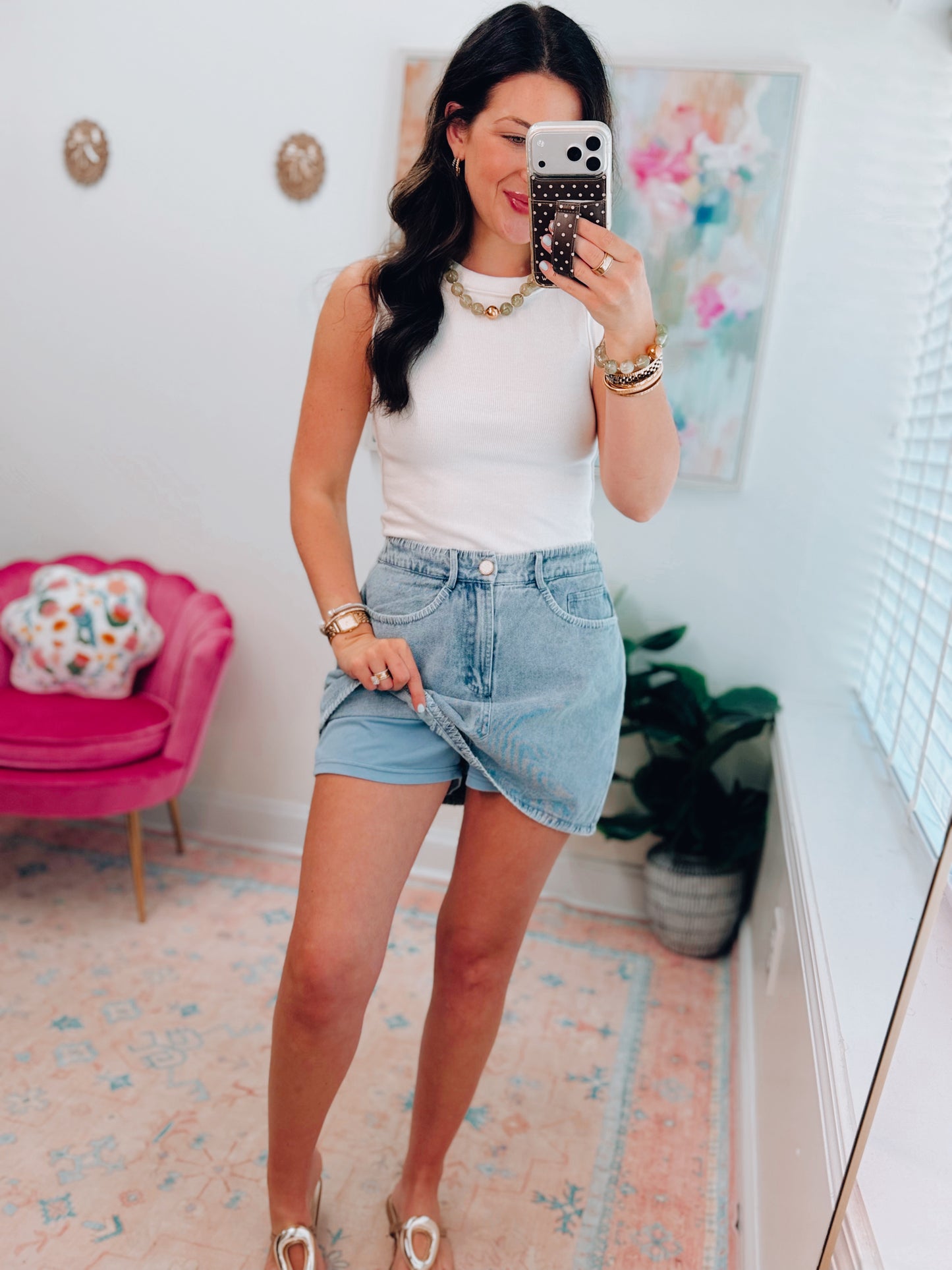 Perrin Stitched Denim Skirt