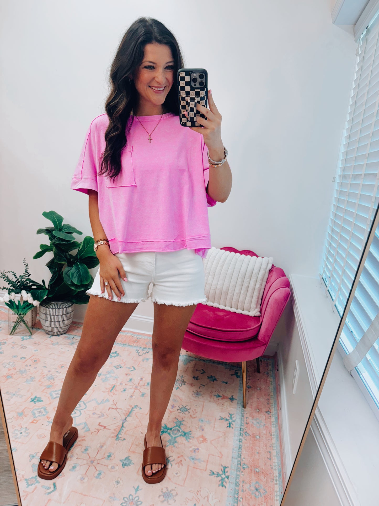 Hank Mineral Wash Boxy Tee - Pink