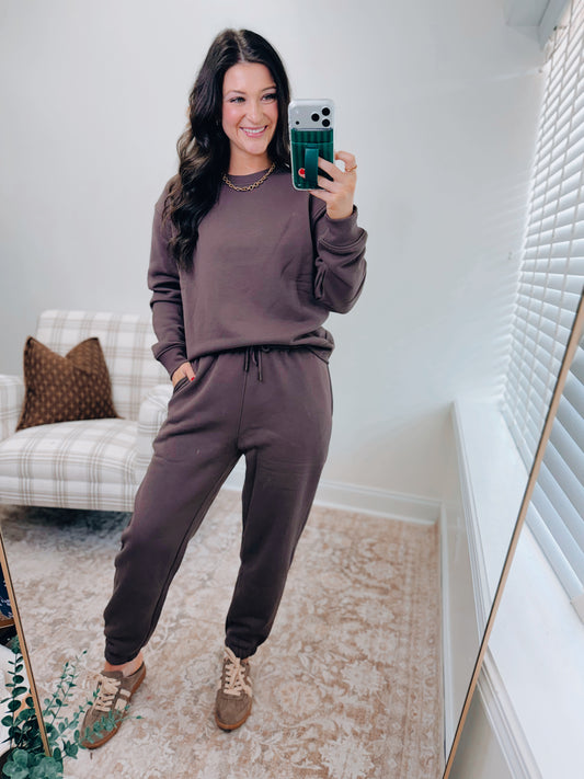 Classic Fit Jogger Lounge Set - Brown