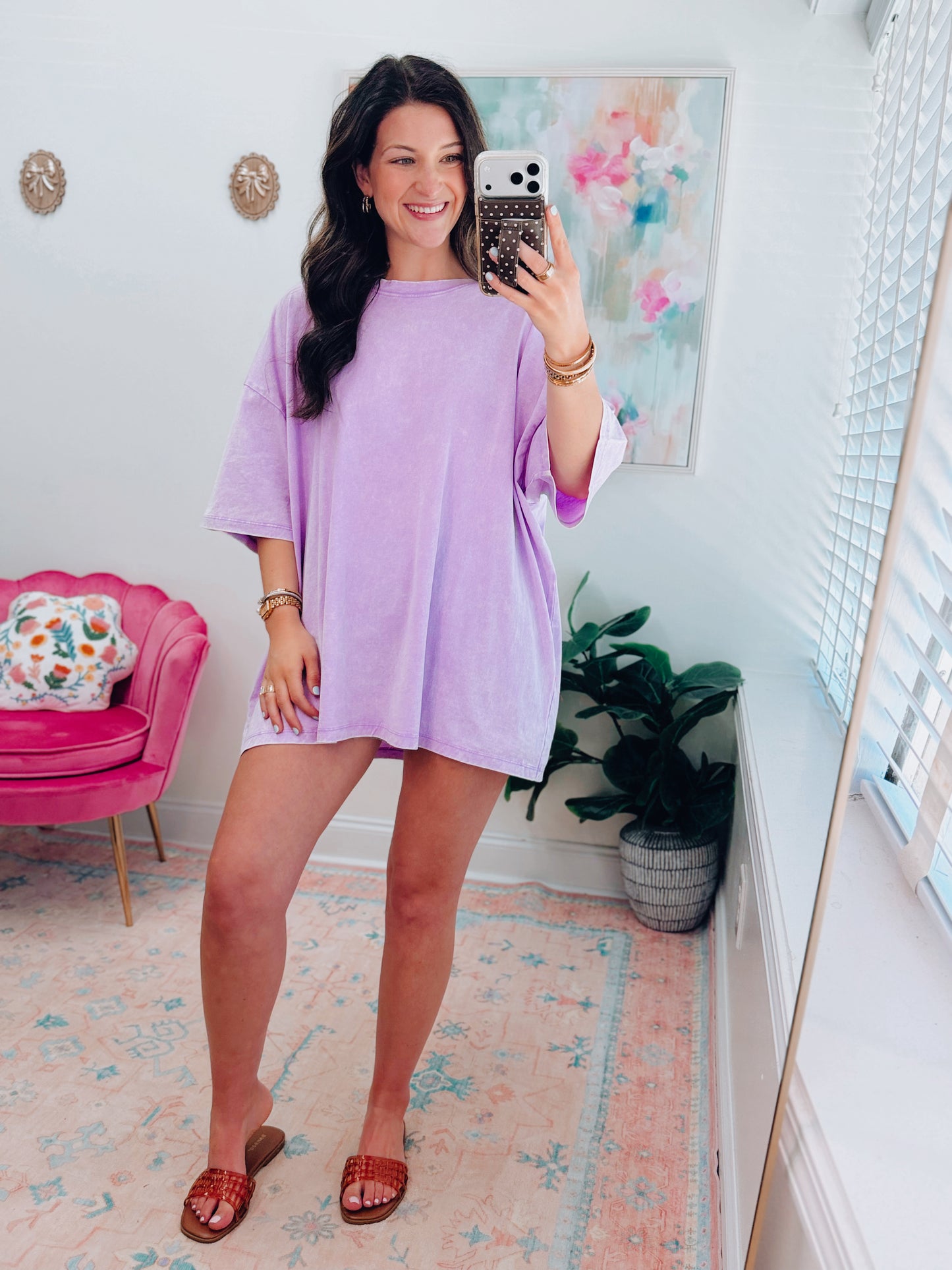 CURVY Daily Go-To Oversized Mineral Wash Tee - Lavender