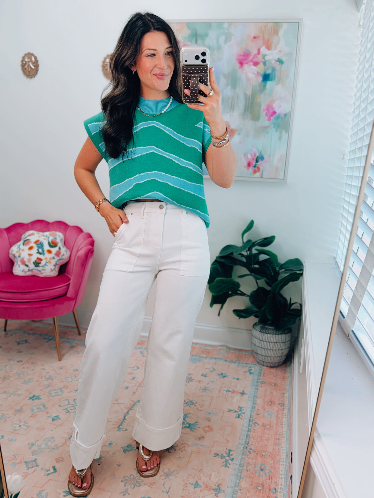 White Comfort Stretch Wide Leg Cuff Denim