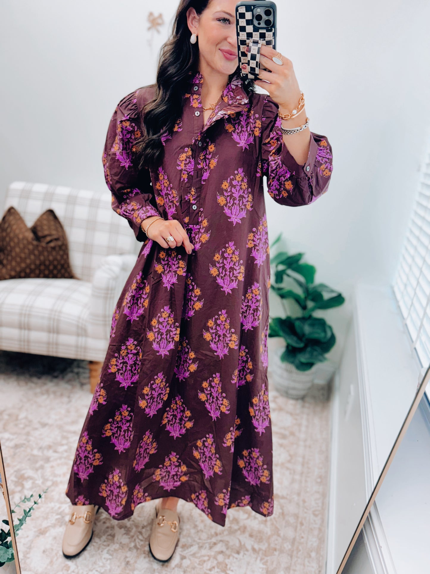 Rylan Chocolate Purple Mix Midi Dress
