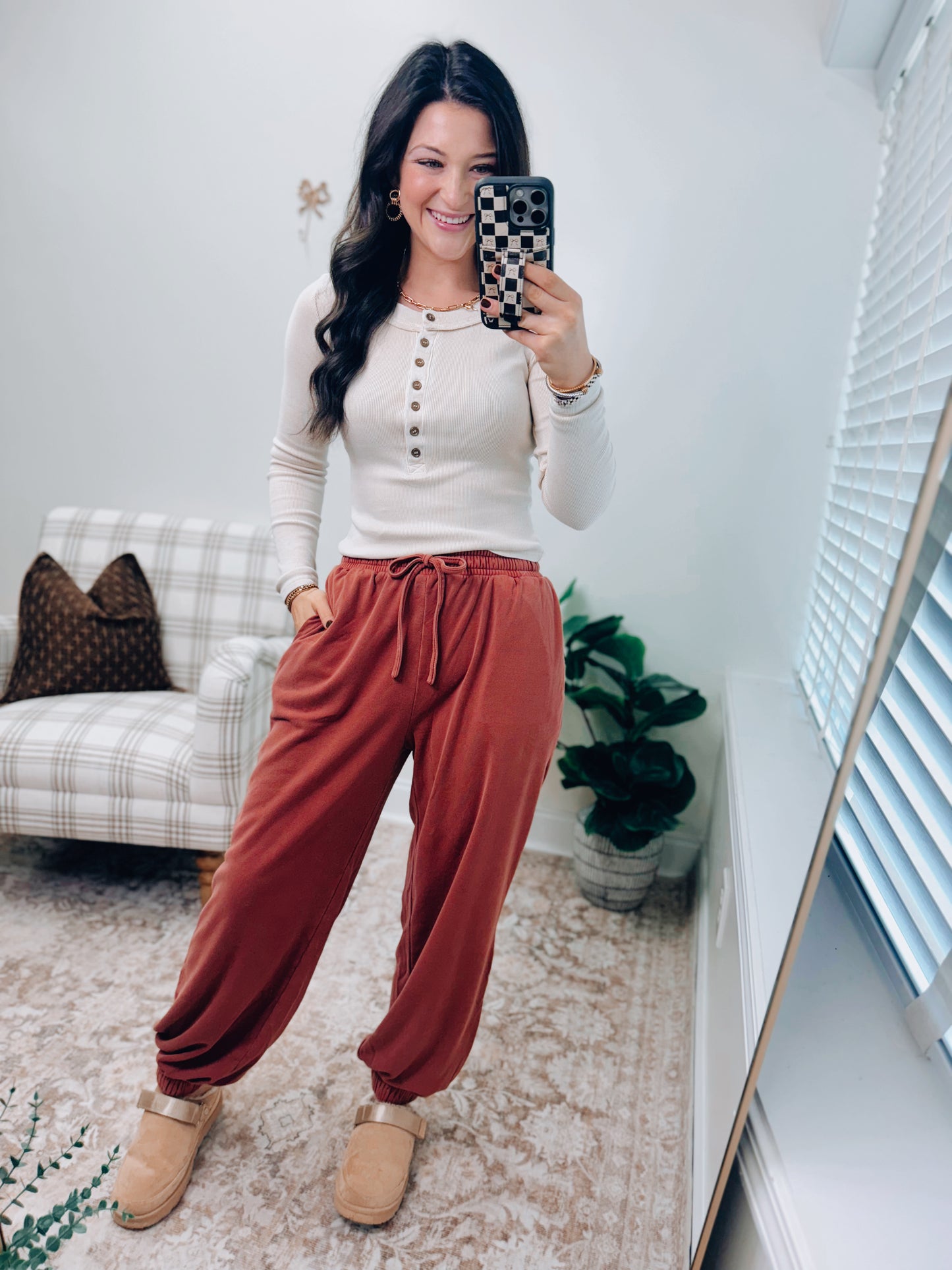 Rust Washed Drawstring Jogger