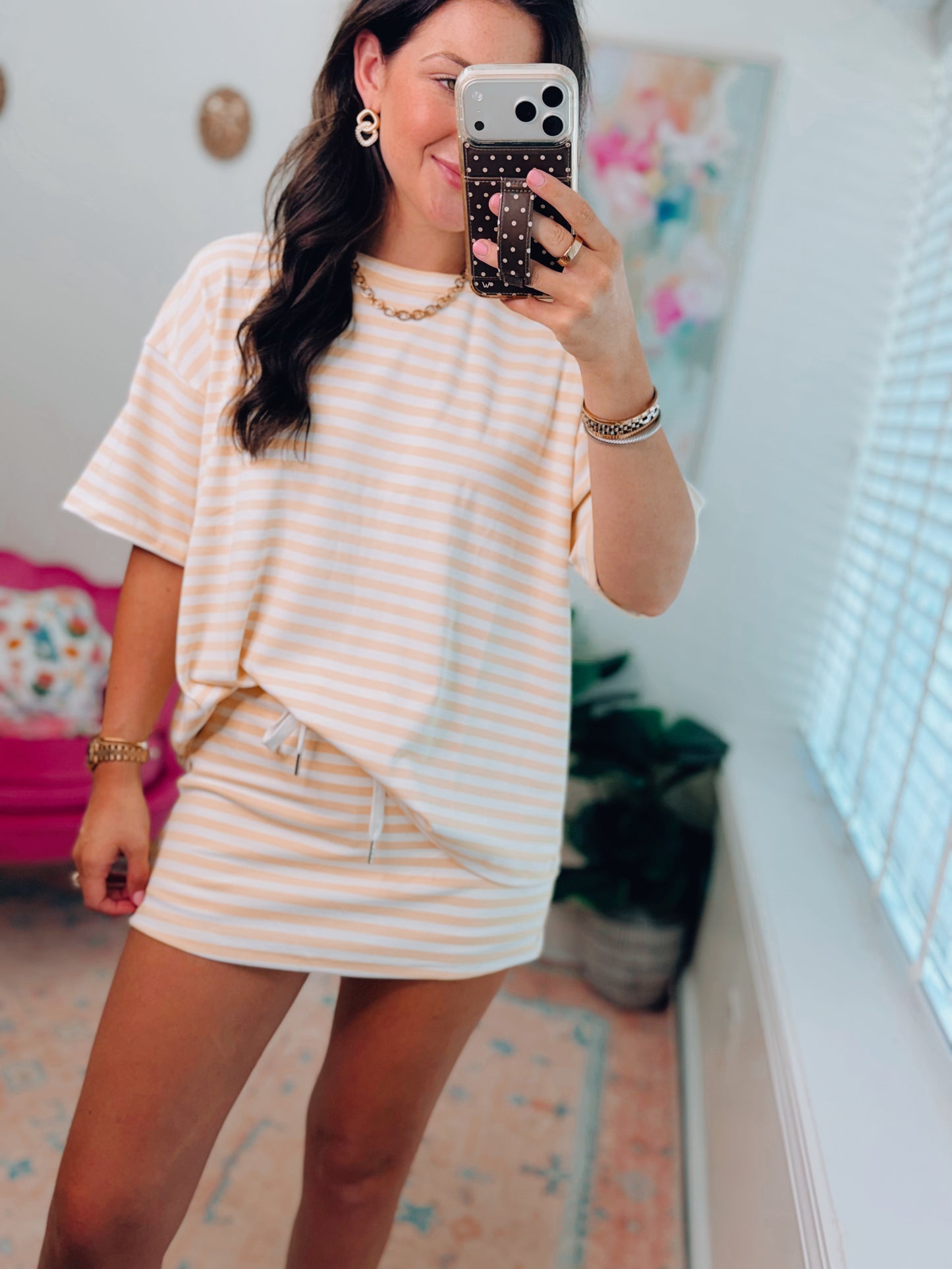 Yellow Striped Crew Top