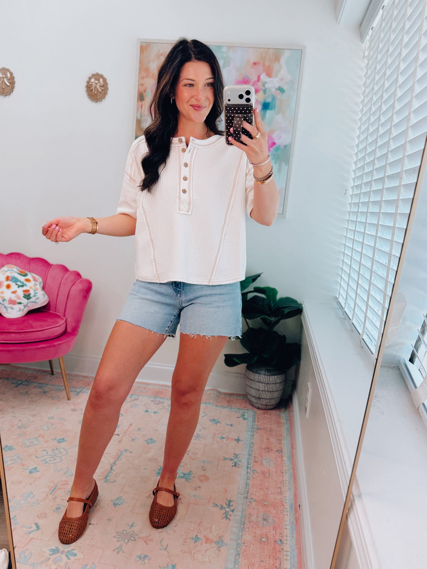 Henley Button Stitch Top