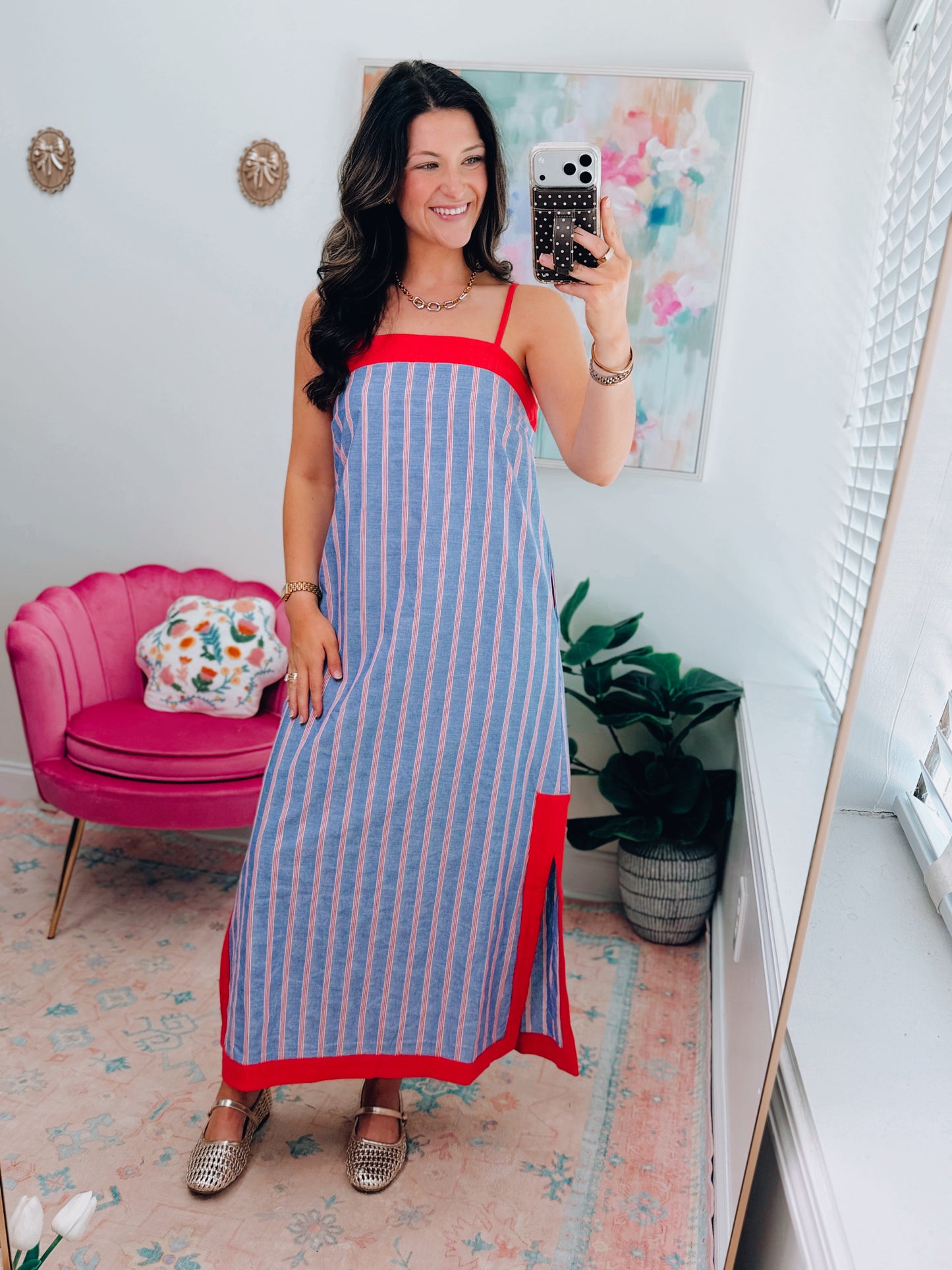 Freedom Found Striped Midi Dress