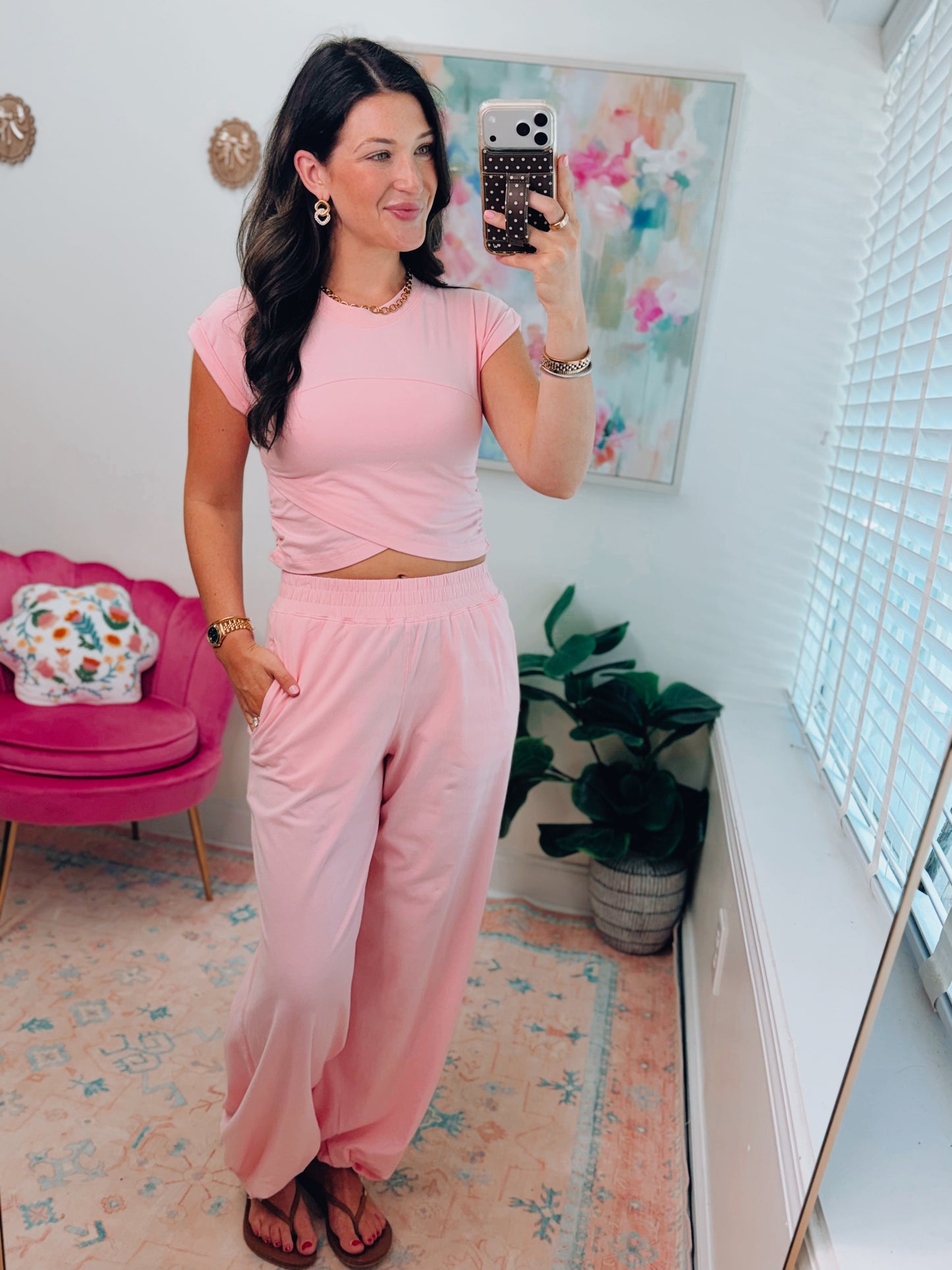 Baby Pink Crossover Pants Set