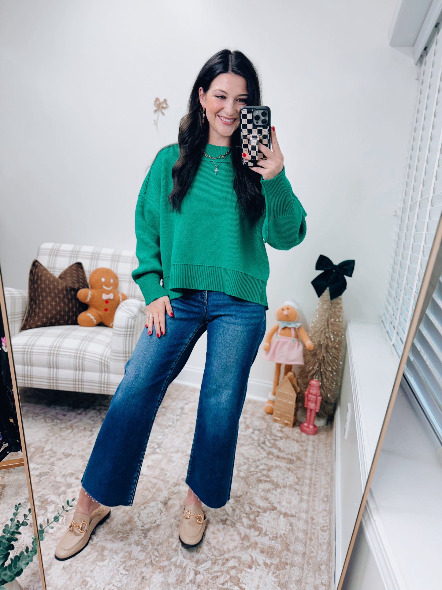 Mercer Mock Neck Ribbed Sweater - Green