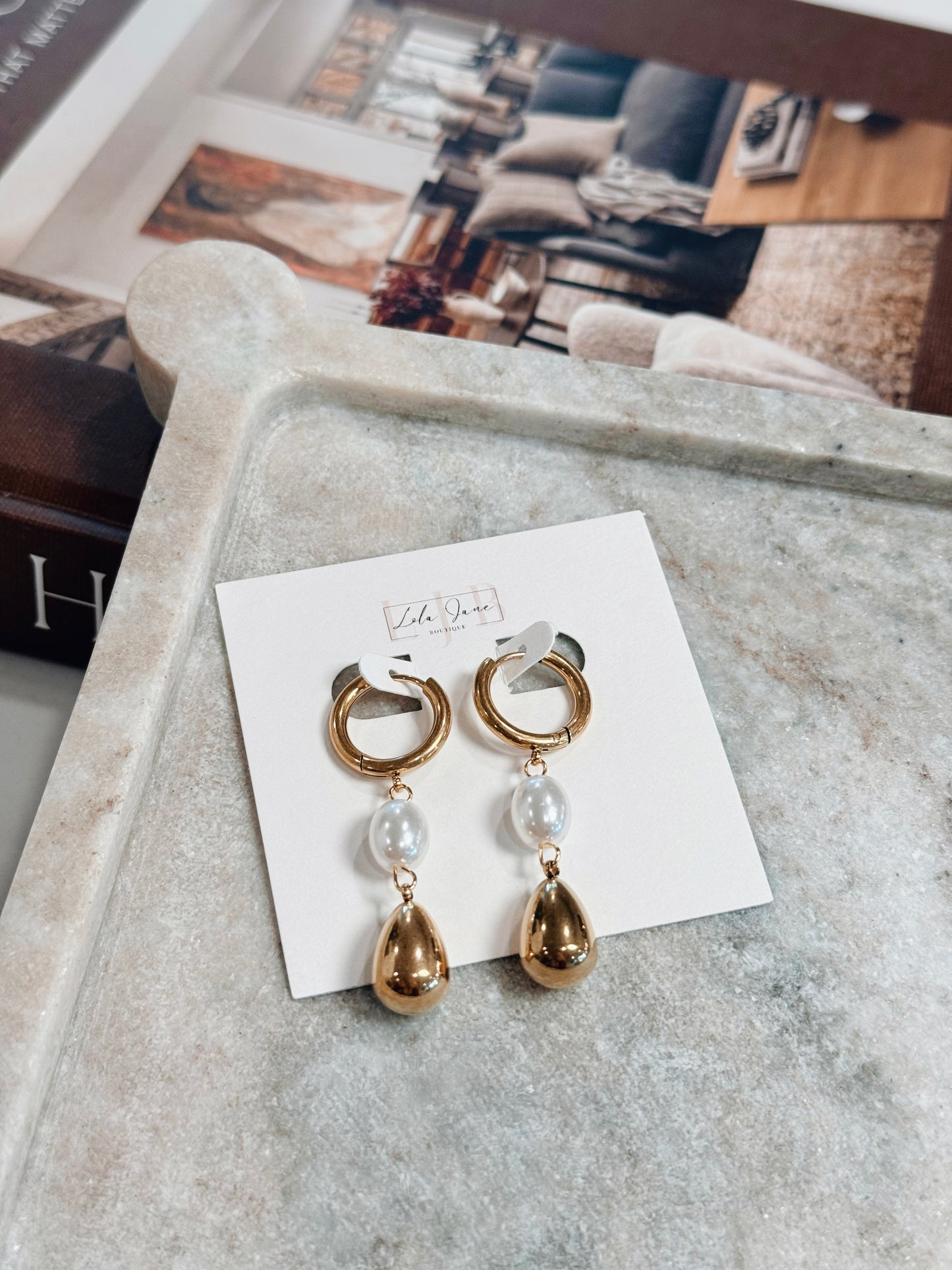 Jules 18k Gold Plated Pearl Drop Earrings