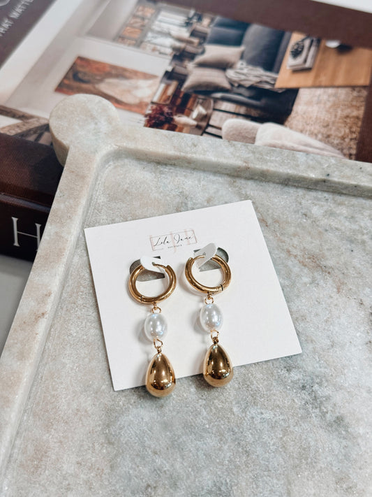 Jules 18k Gold Plated Pearl Drop Earrings