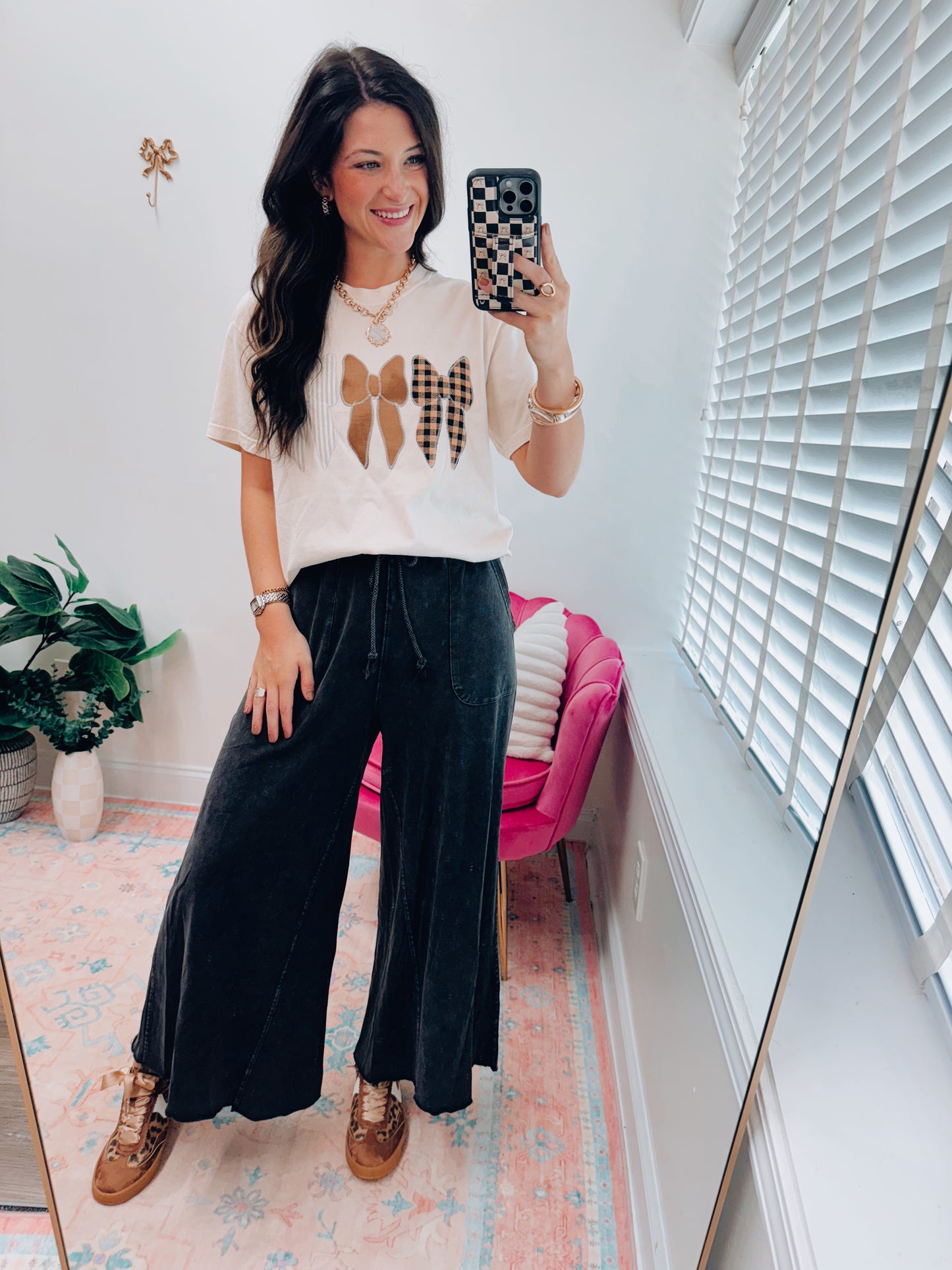 Fall Bows Embroidered Patch Tee
