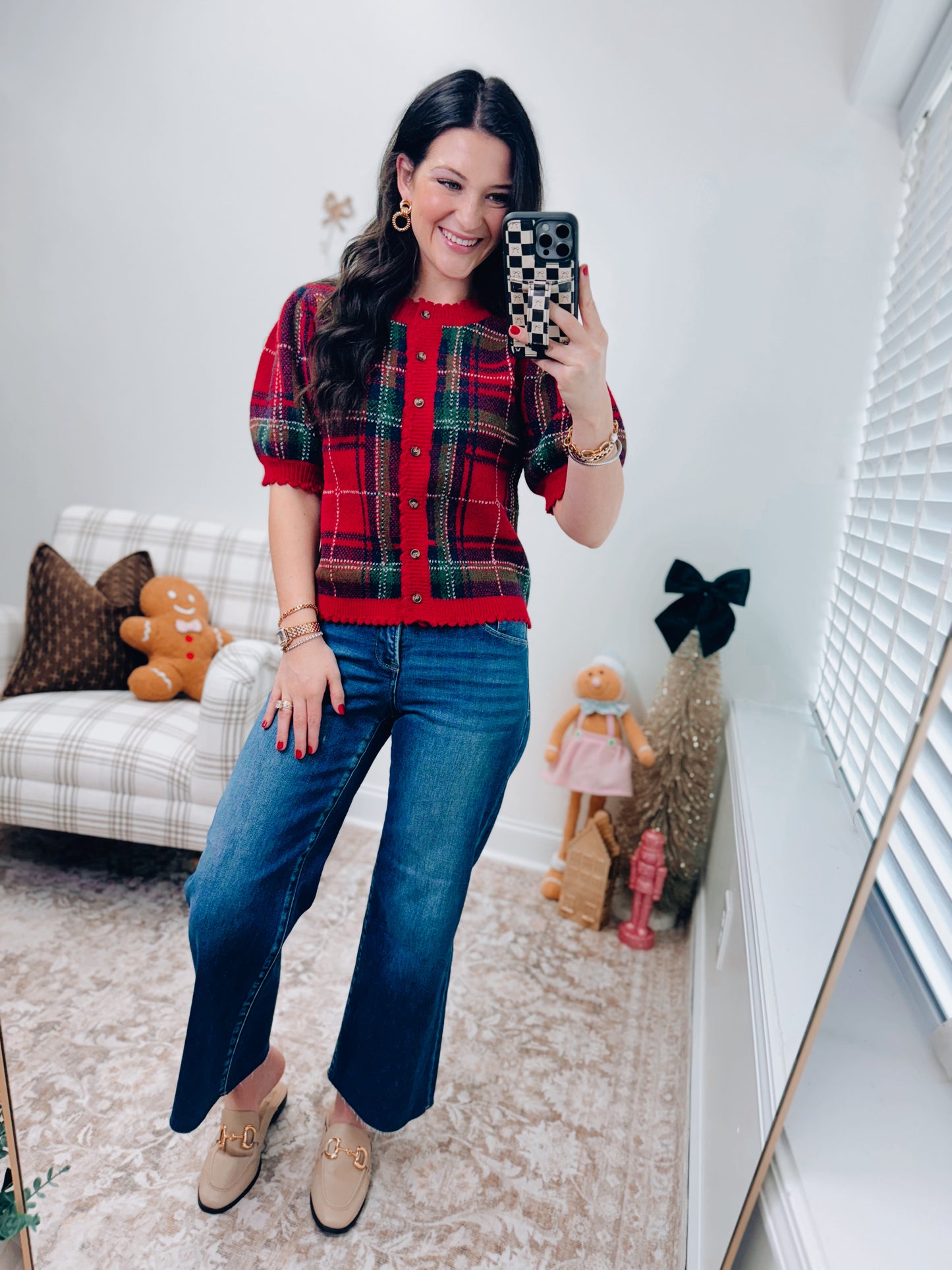 Christmas Plaid Sweater Top