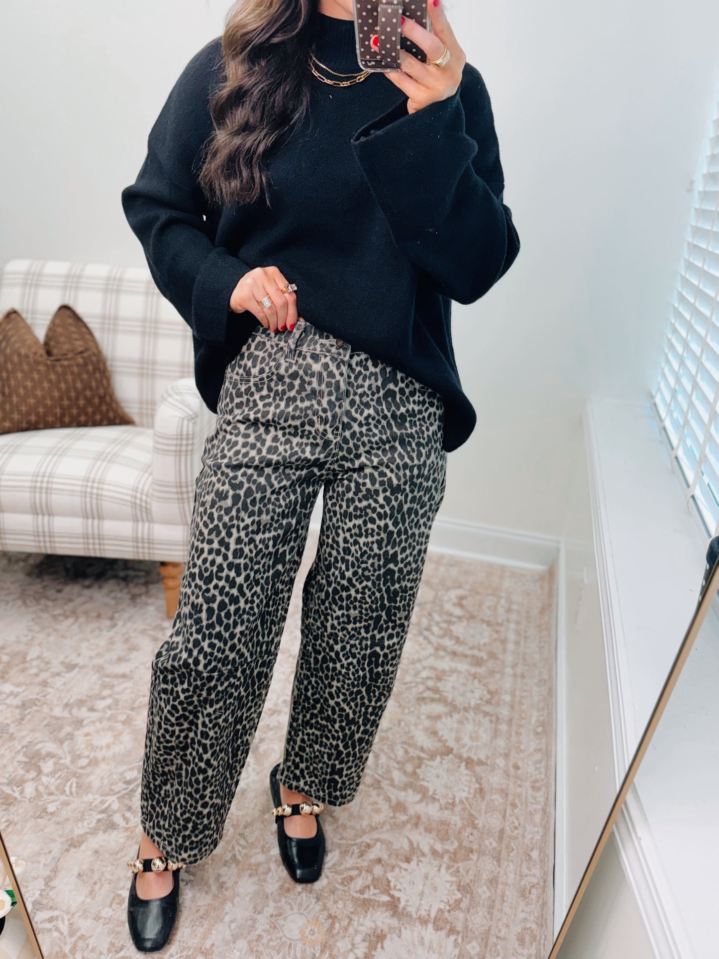 Lenora Leopard Barrel Denim