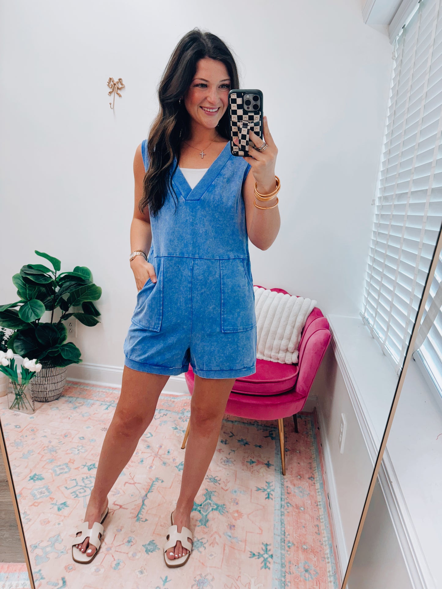 Ray Mineral Wash Front Pocket Romper