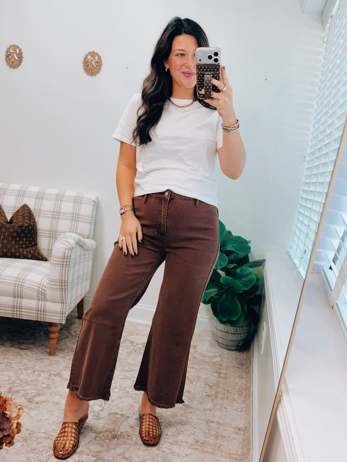 Maisie Espresso Washed Cropped Denim