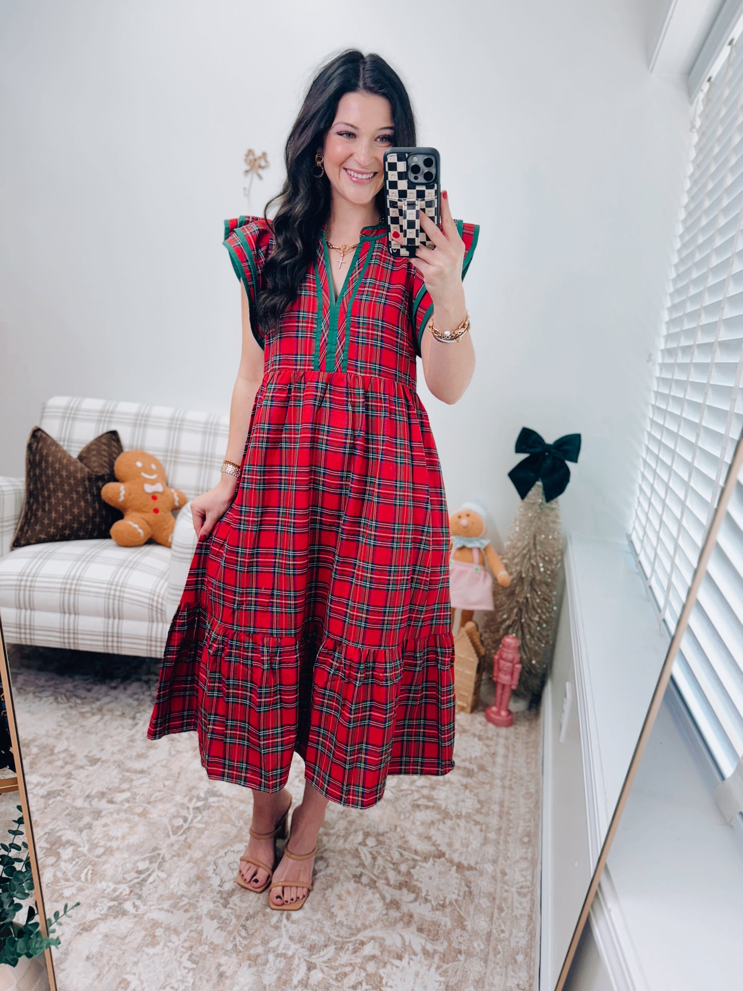 Holiday Classic Plaid Midi Dress